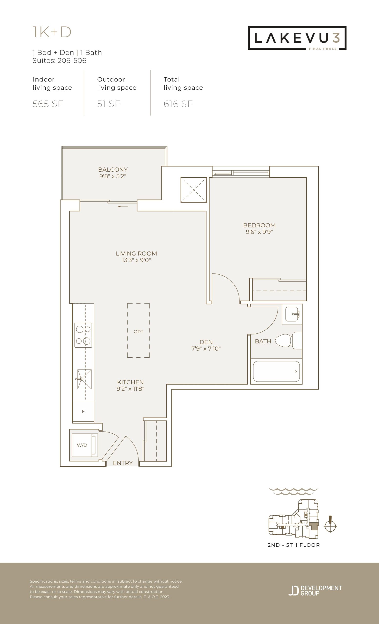 1K+D floor plan