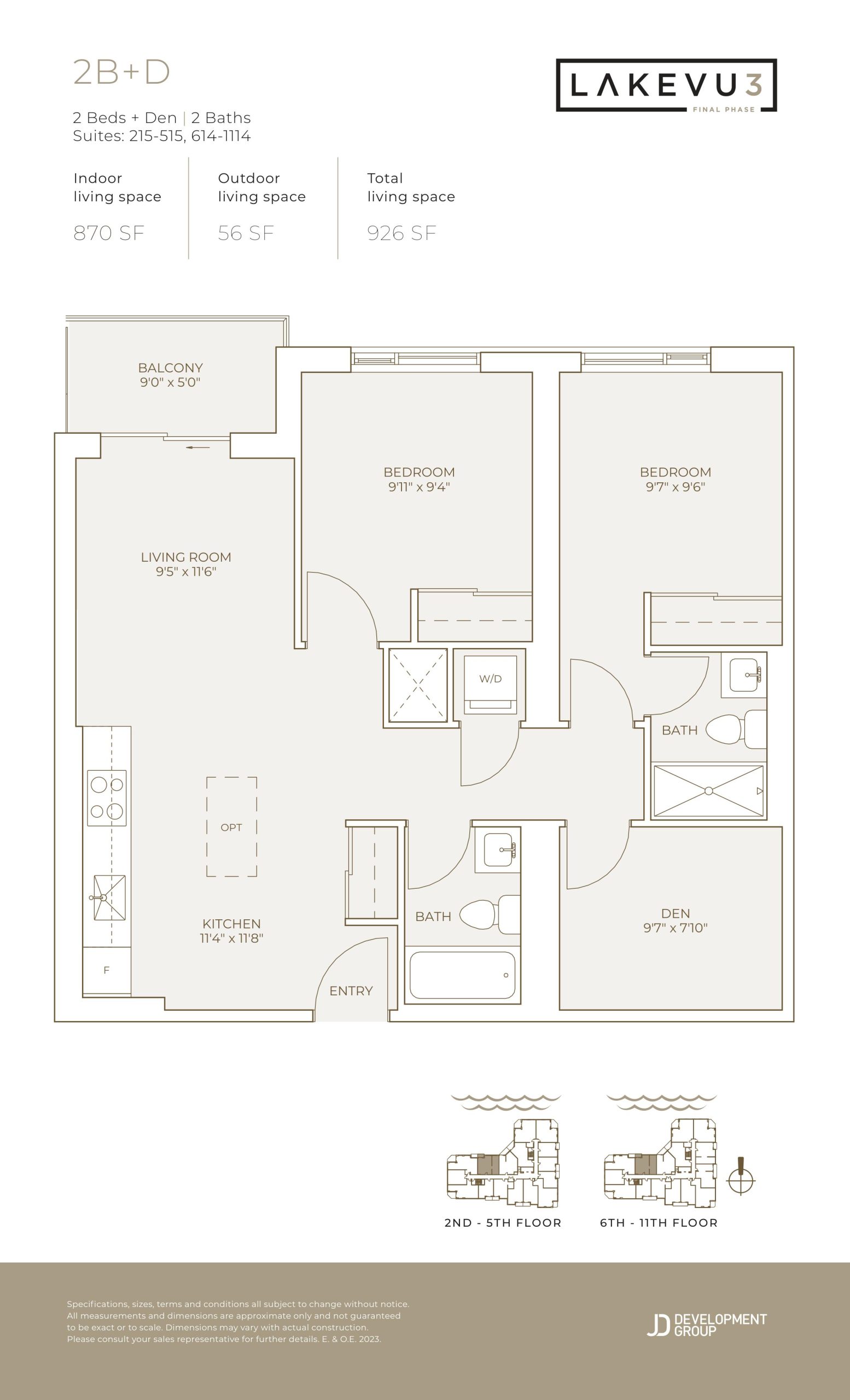 2B+D floor plan