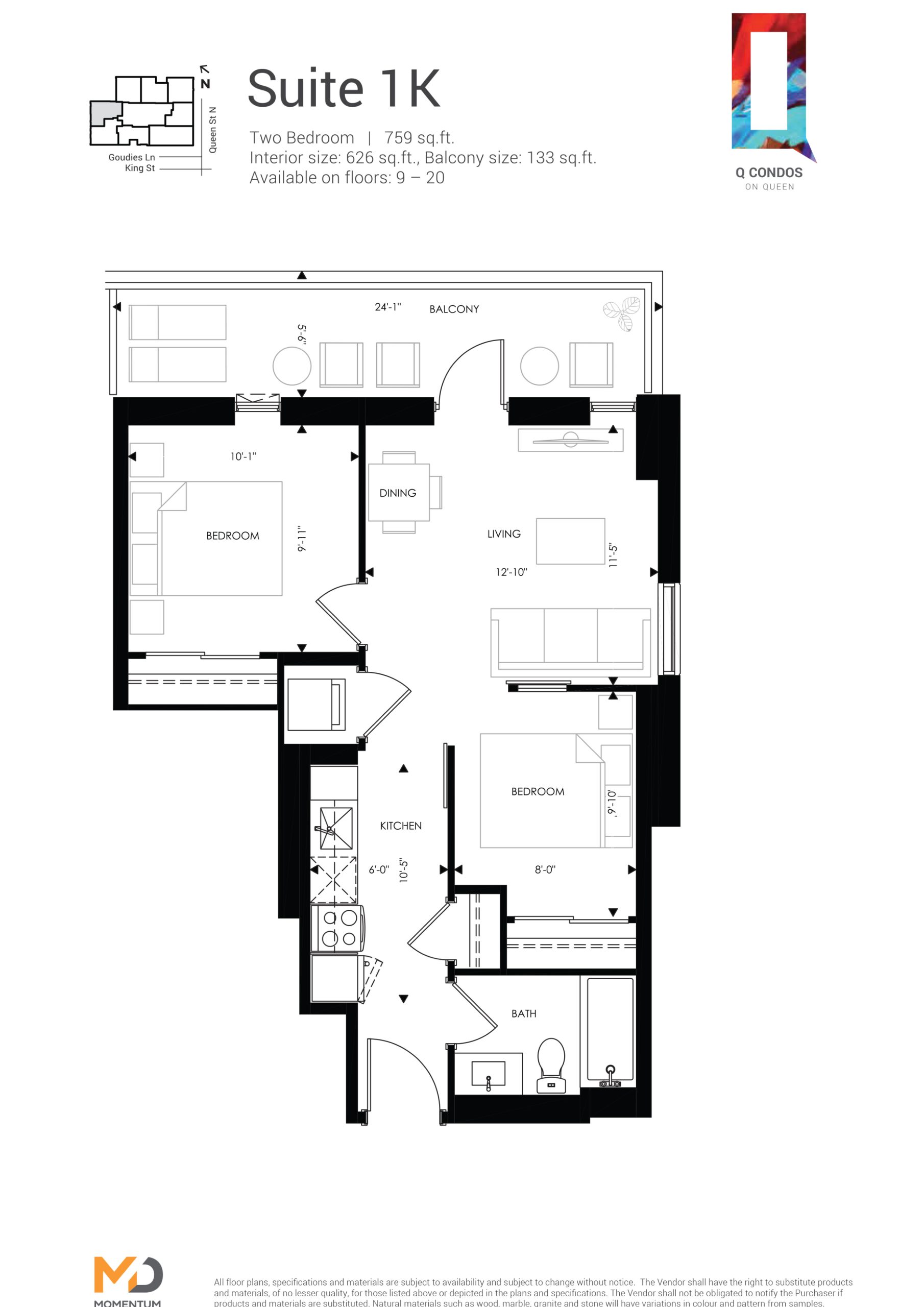 Suite 1K floor plan