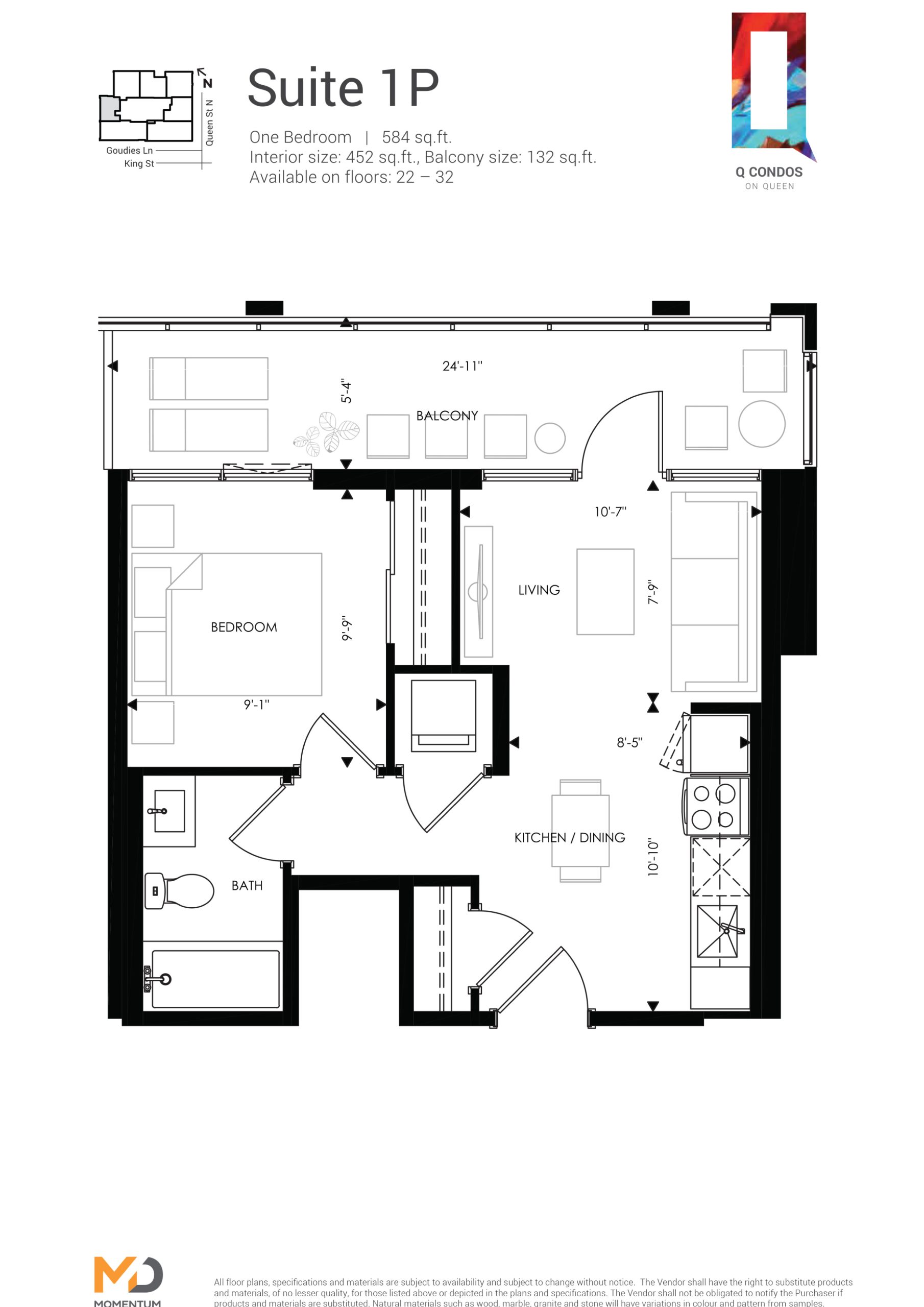 Suite 1P floor plan