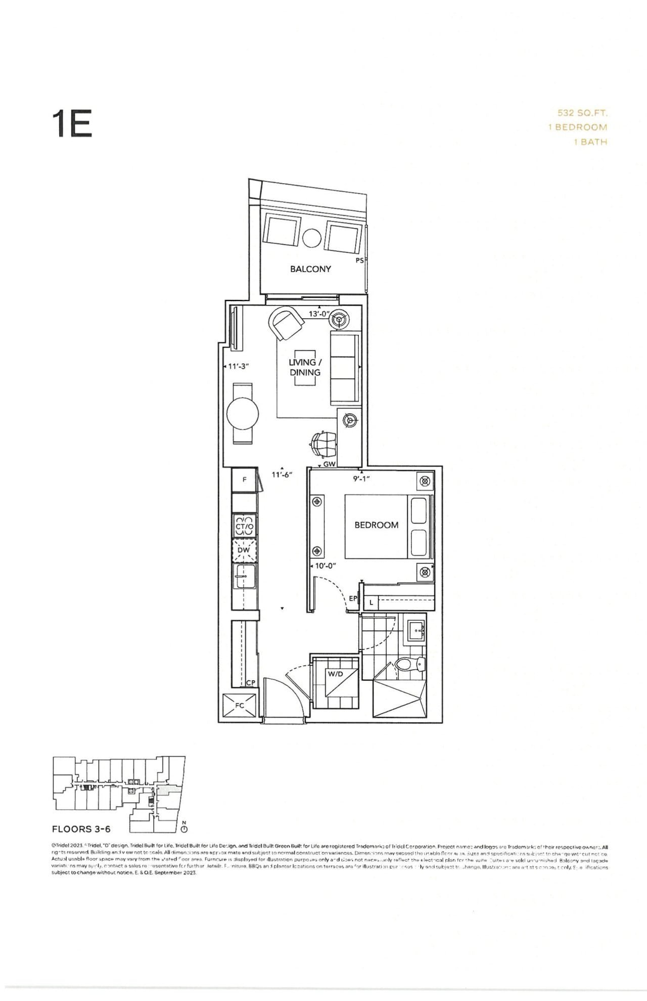 1E floor plan
