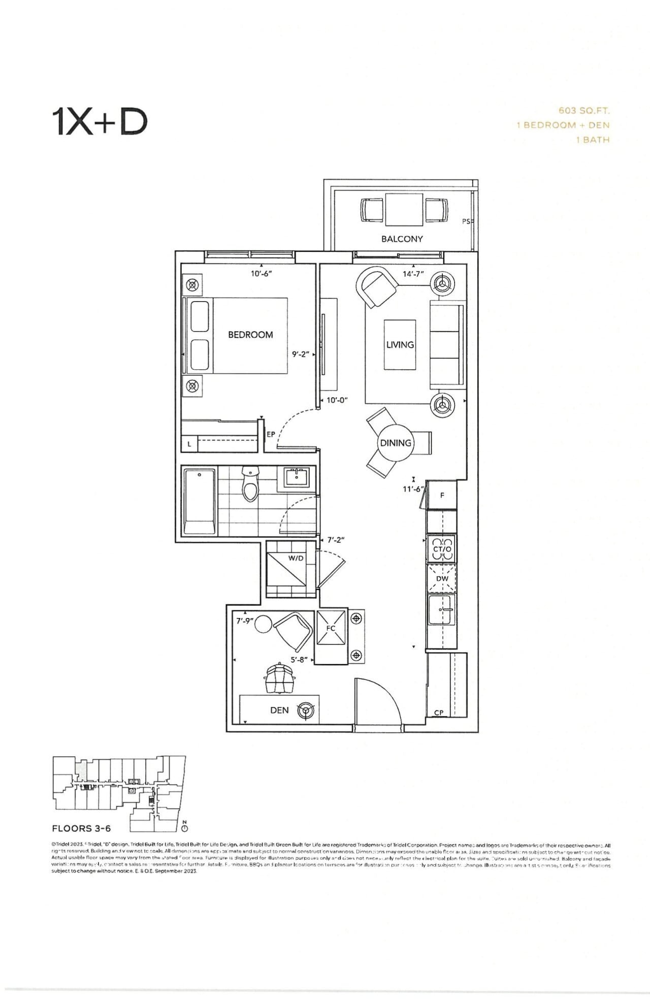 1X+D floor plan