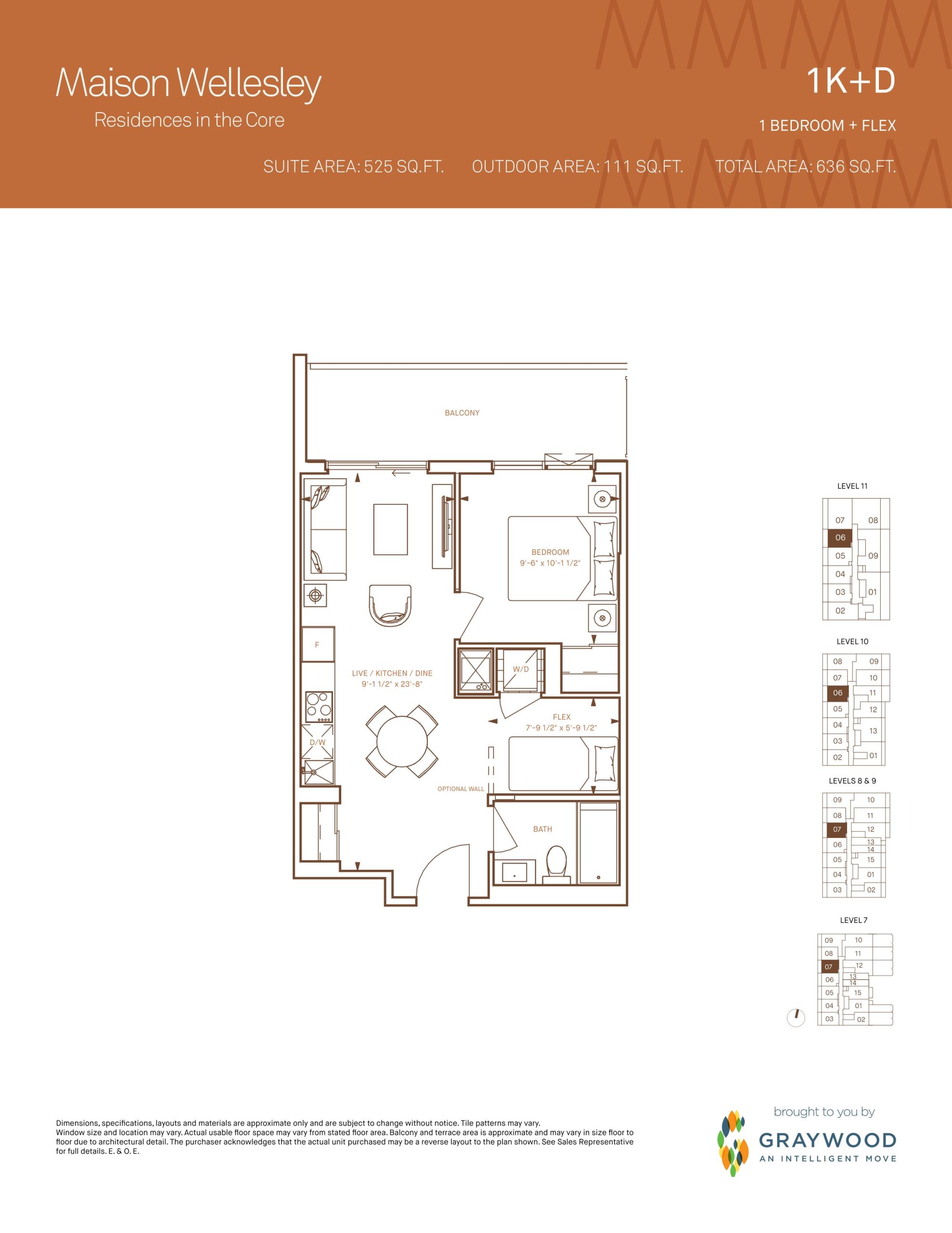 1K+D floor plan