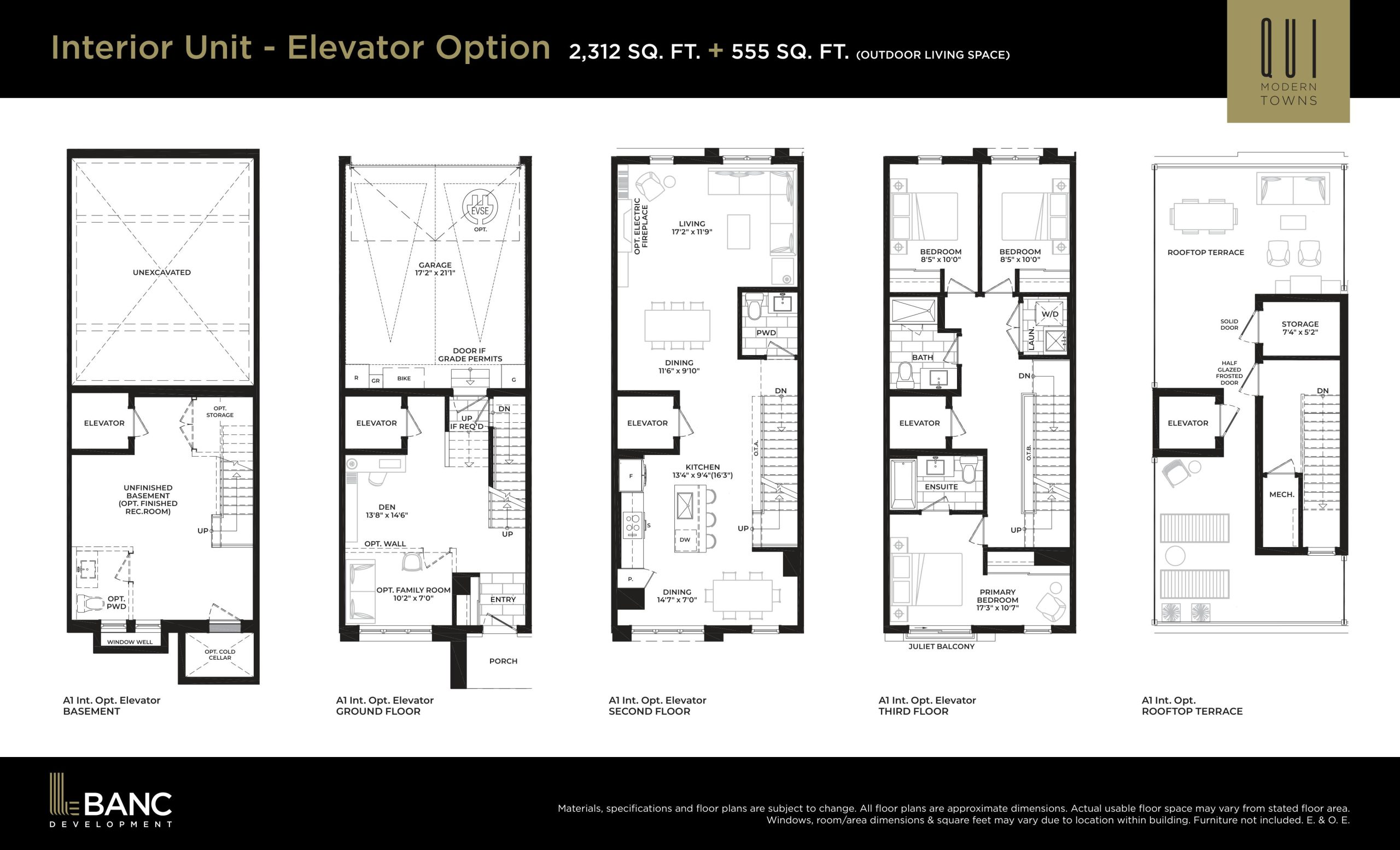 Interior Unit - Elevator Option floor plan