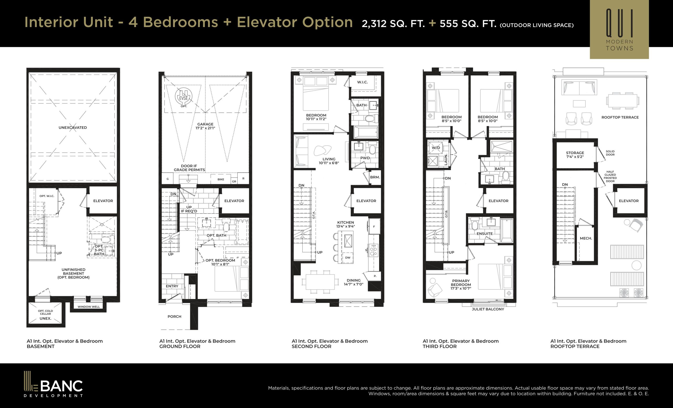 Interior Unit - 4bd + Elevator Option floor plan