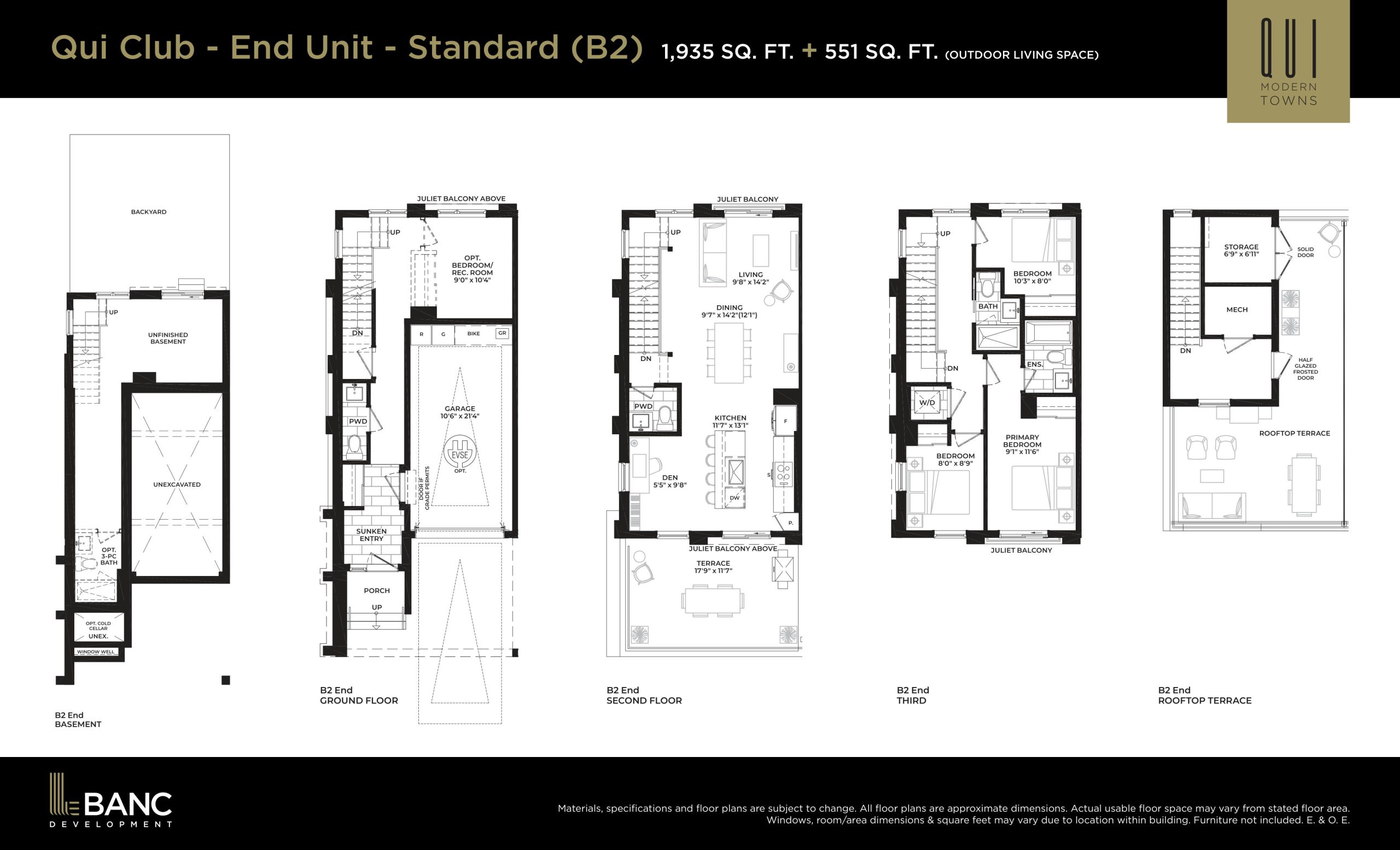 Qui Club - End Unit - Standard B2 floor plan
