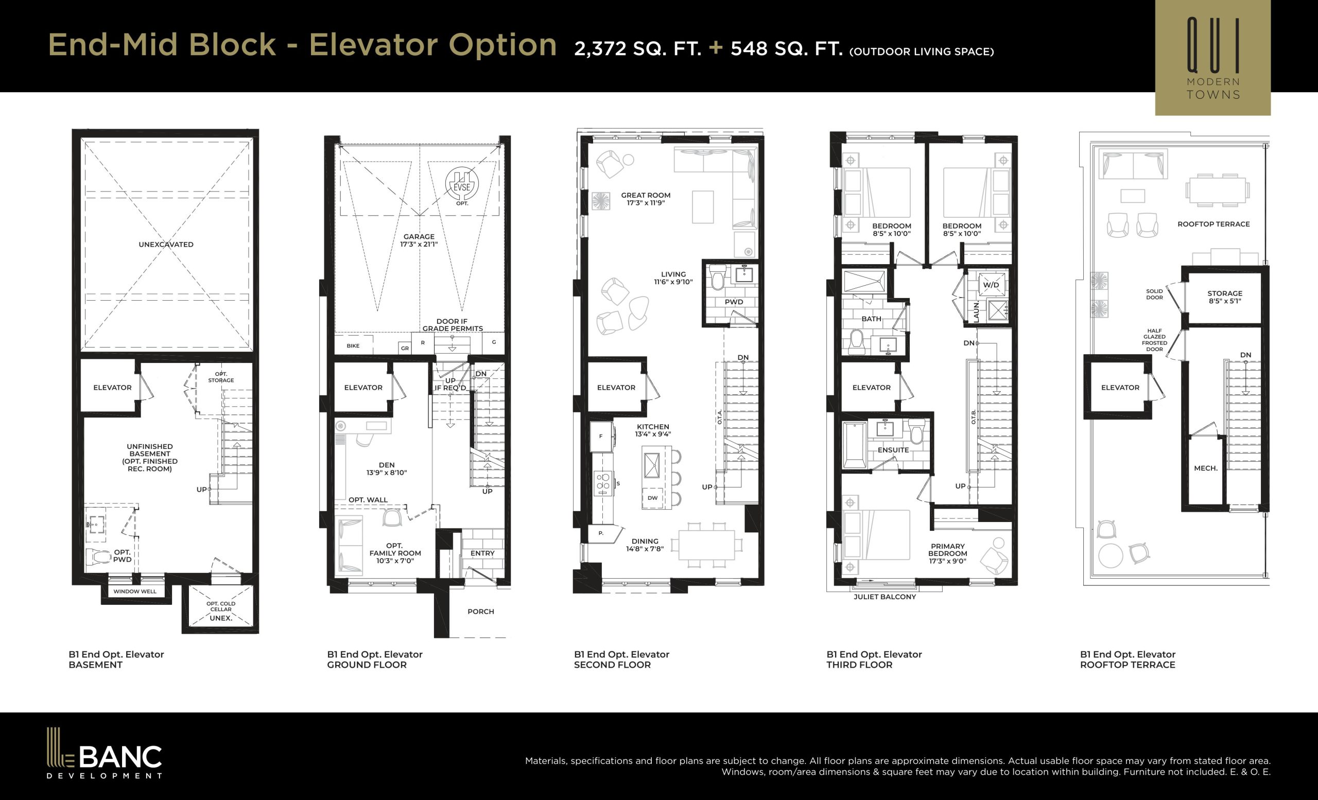 End-Mid Block - Elevator Option floor plan
