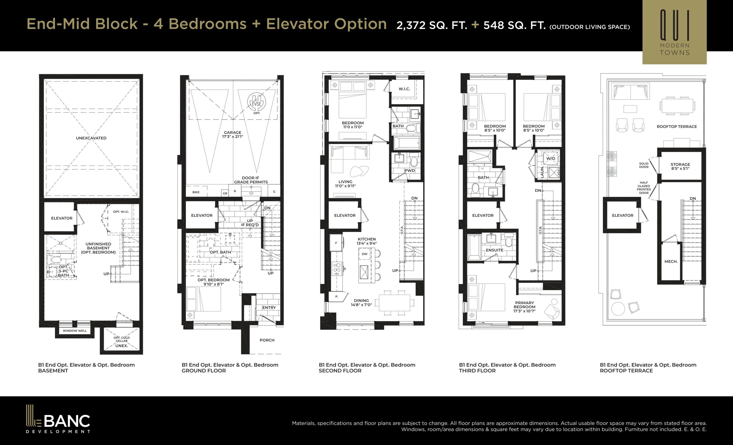 End-Mid Block - 4bd + Elevator Option floor plan