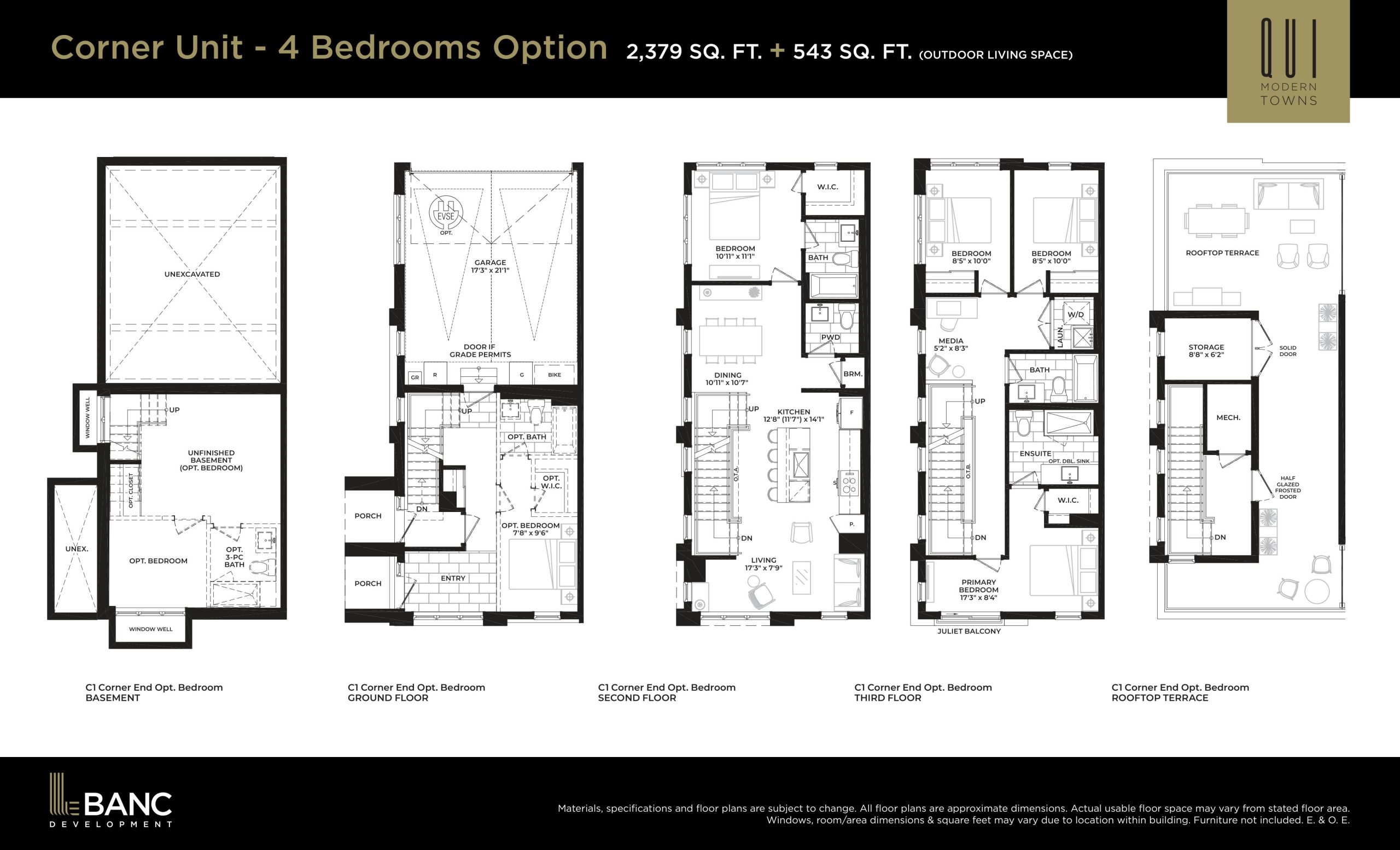 Corner Unit - 4bd Option floor plan