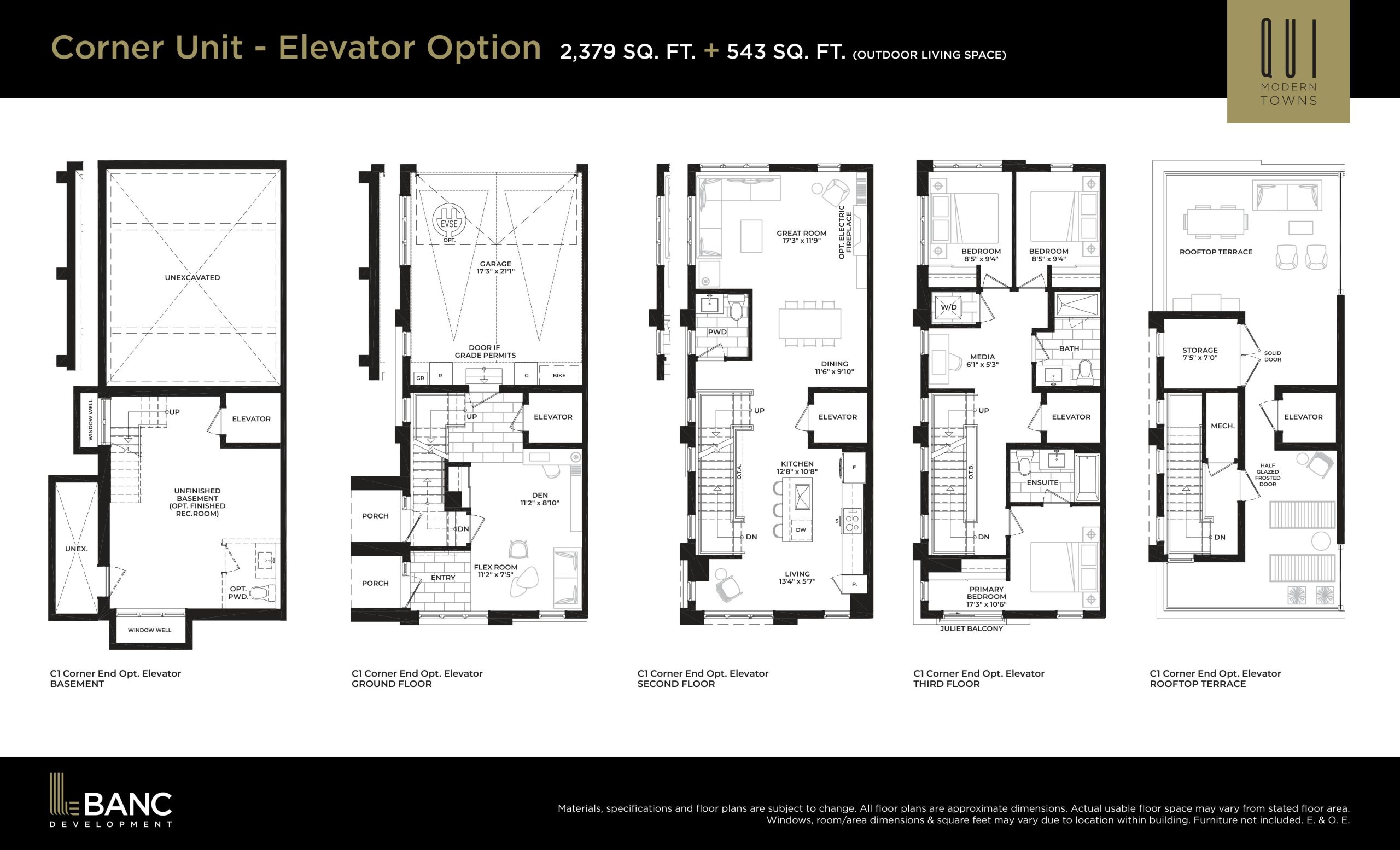Corner Unit - Elevator Option floor plan