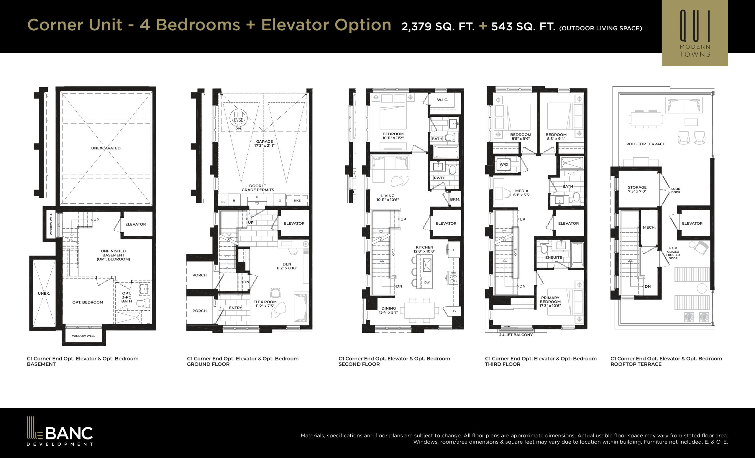 Corner Unit - 4bd + Elevator Option floor plan
