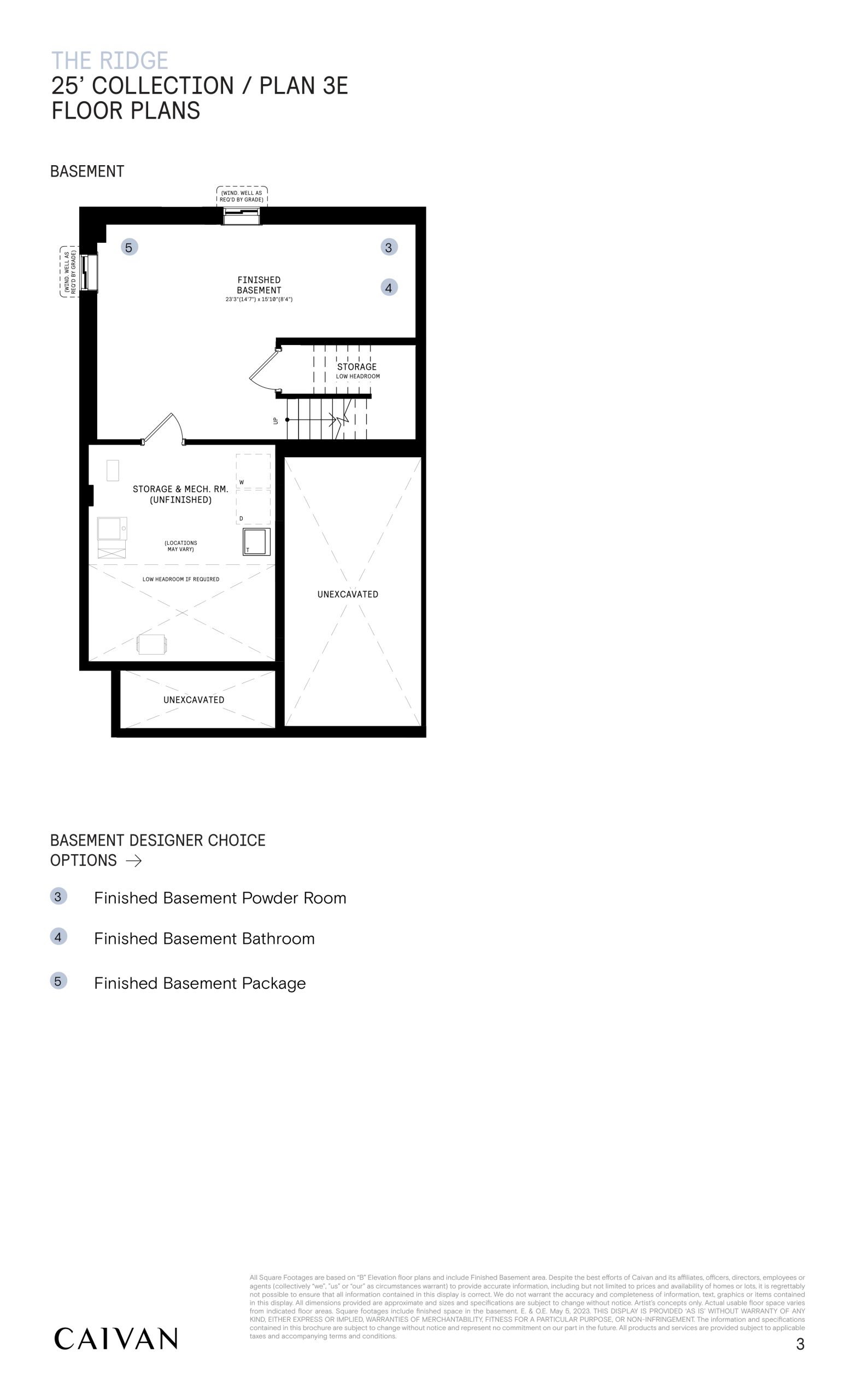 25' Collection / Plan 3E - Basement floor plan