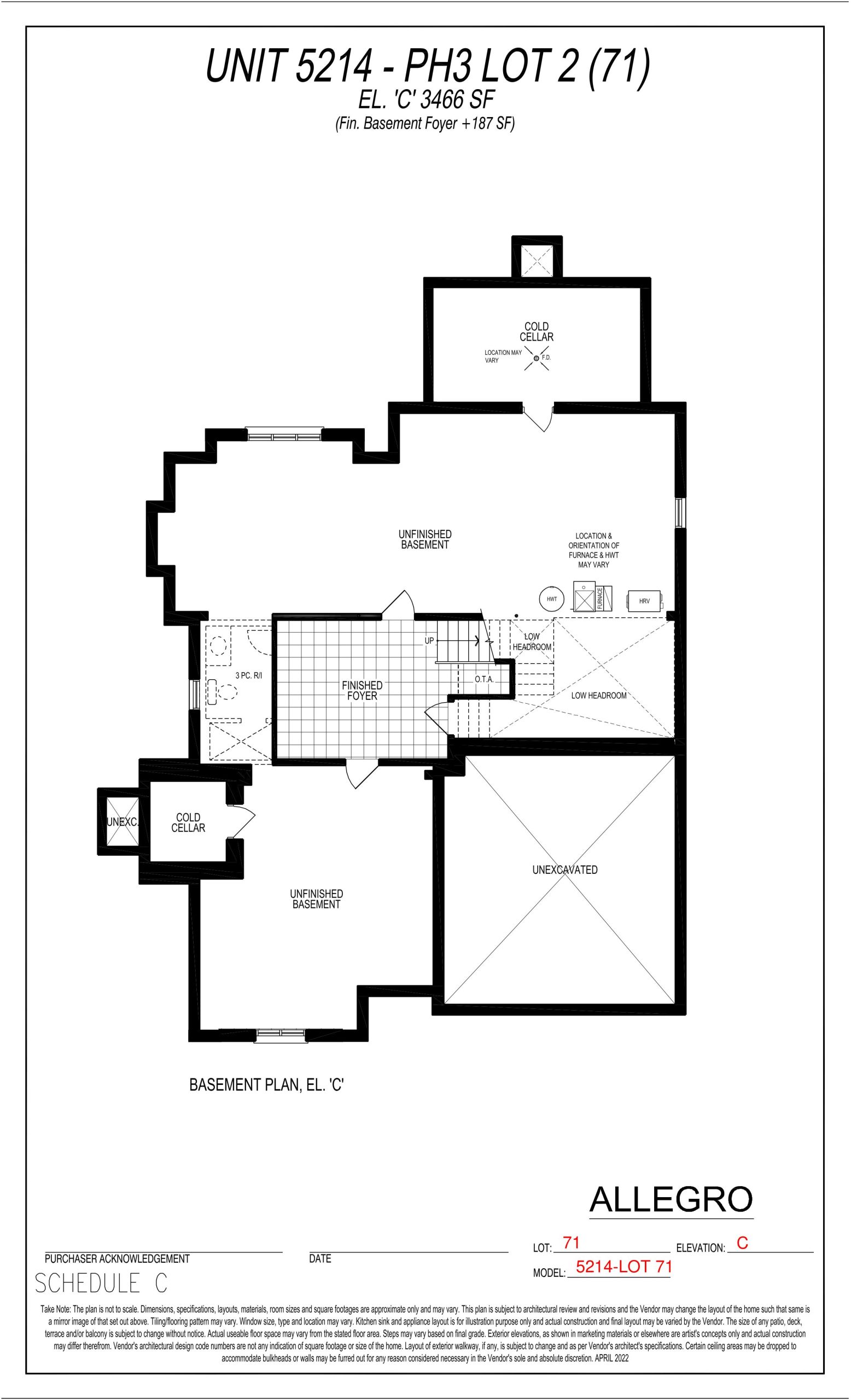 Unit 5214 - PH3 Lot 2 (Basement) floor plan