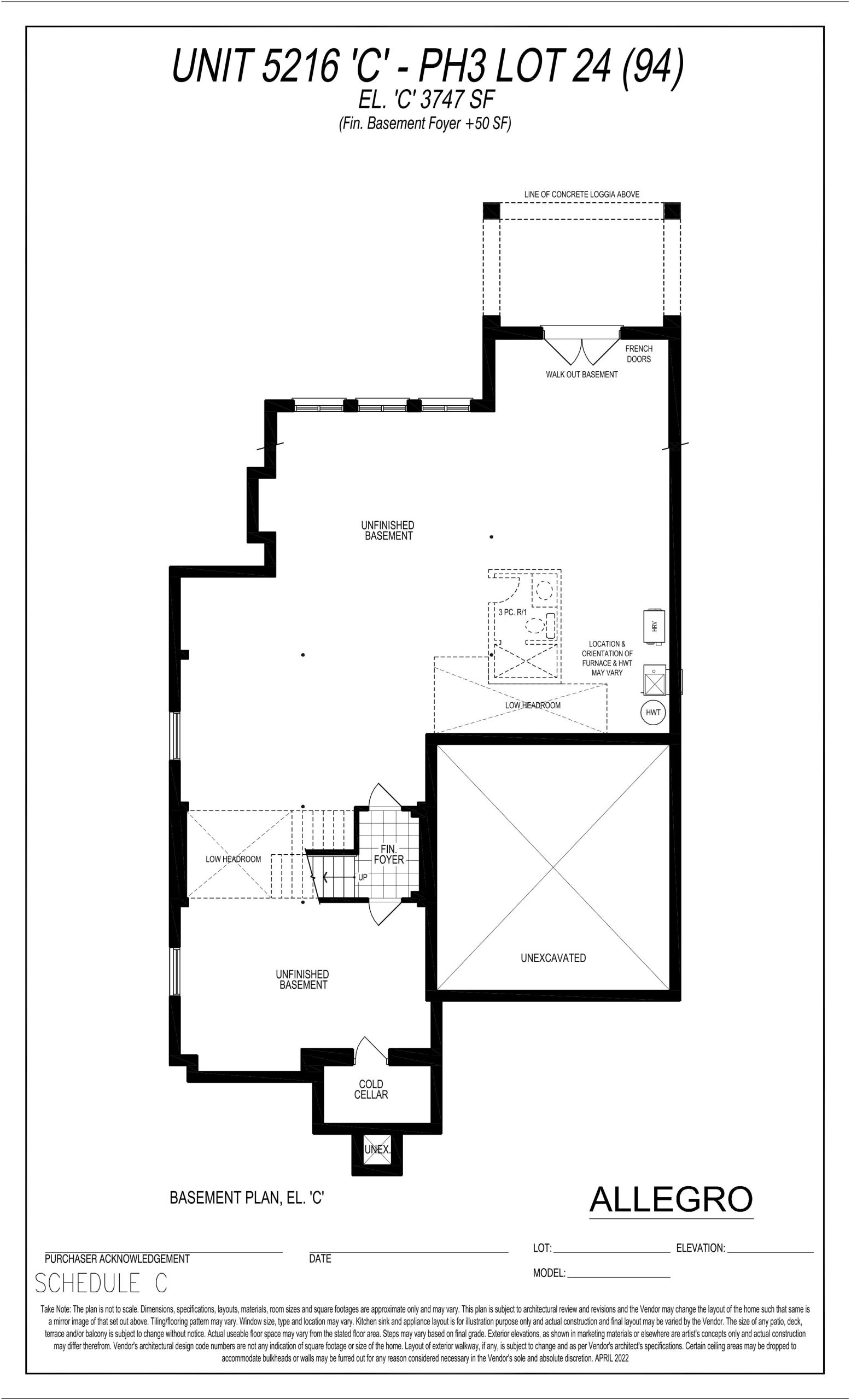 Unit 5216 C - PH3 Lot 24 (Basement) floor plan