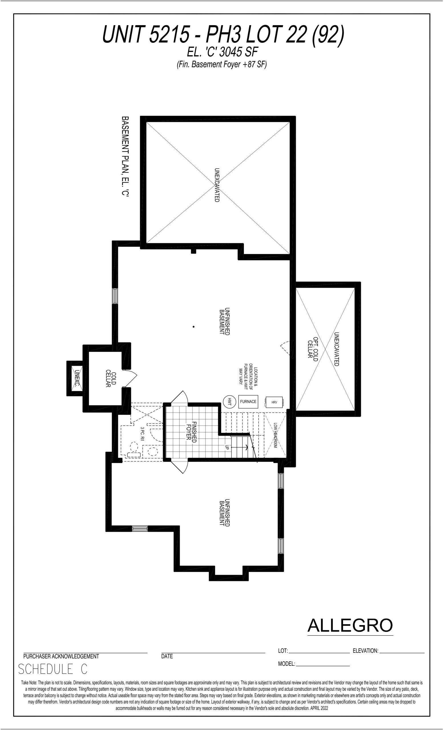 Unit 5215 - PH3 Lot 22 (Basement) floor plan