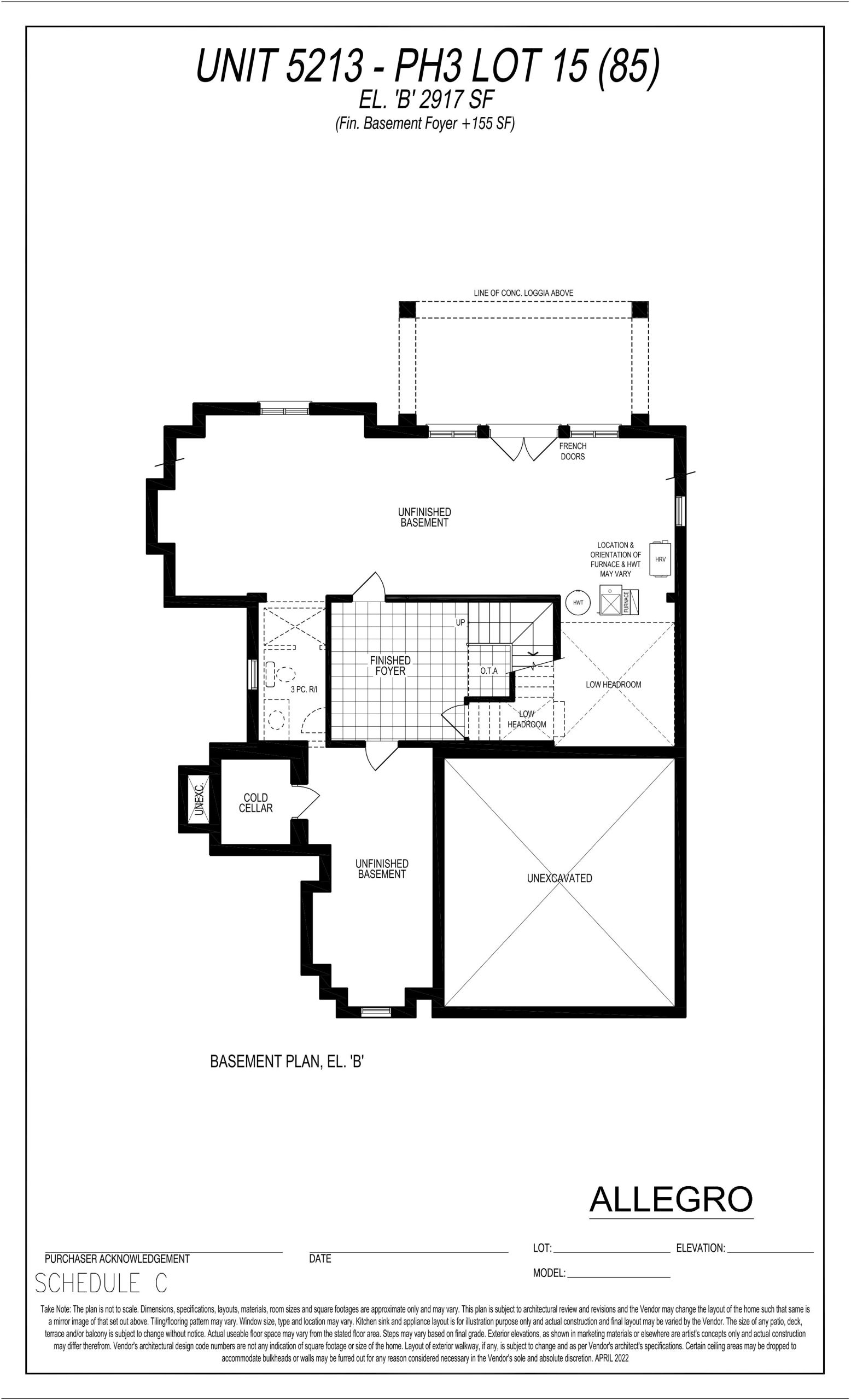 Unit 5213 - PH3 Lot 15 (Basement) floor plan