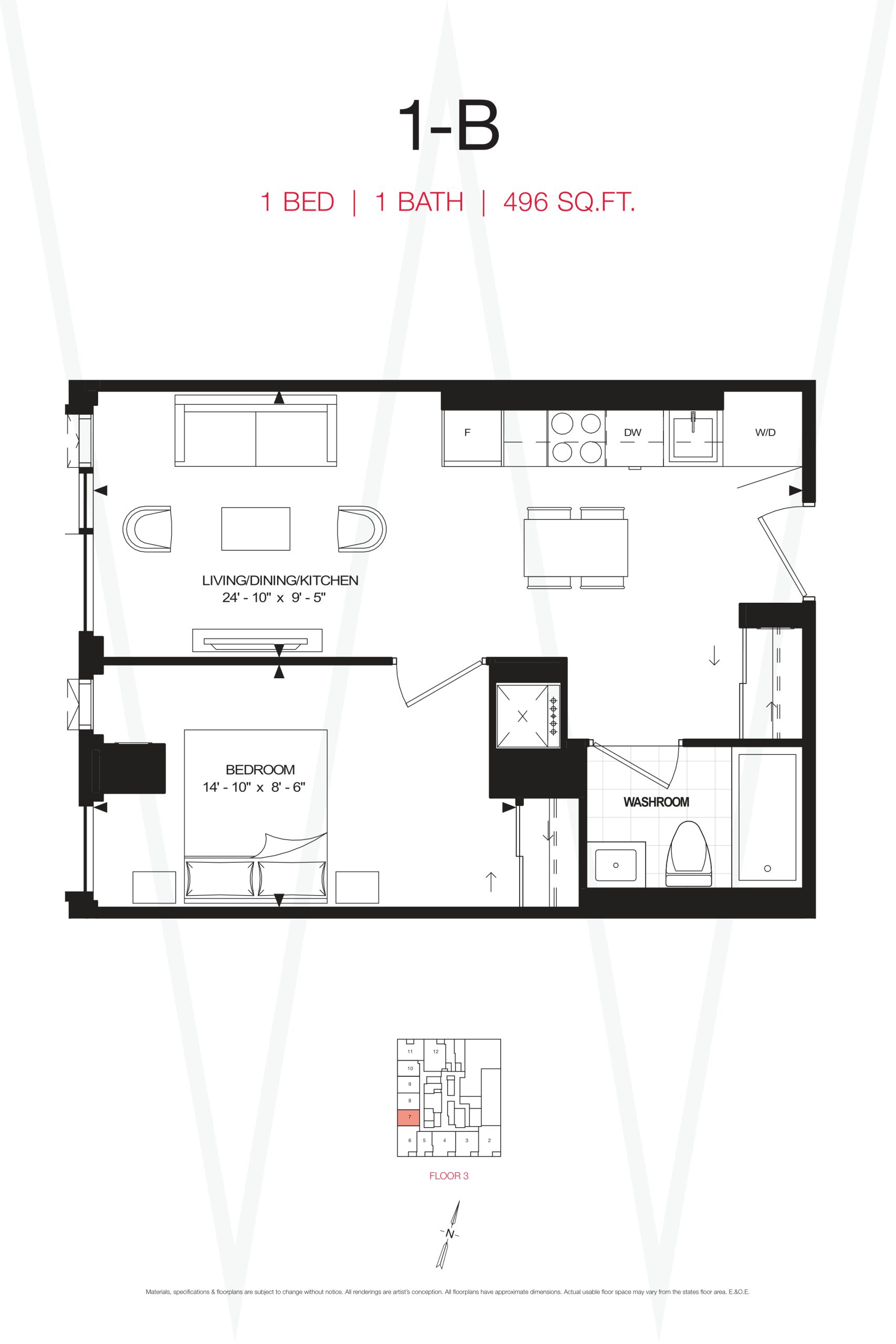 1-B floor plan