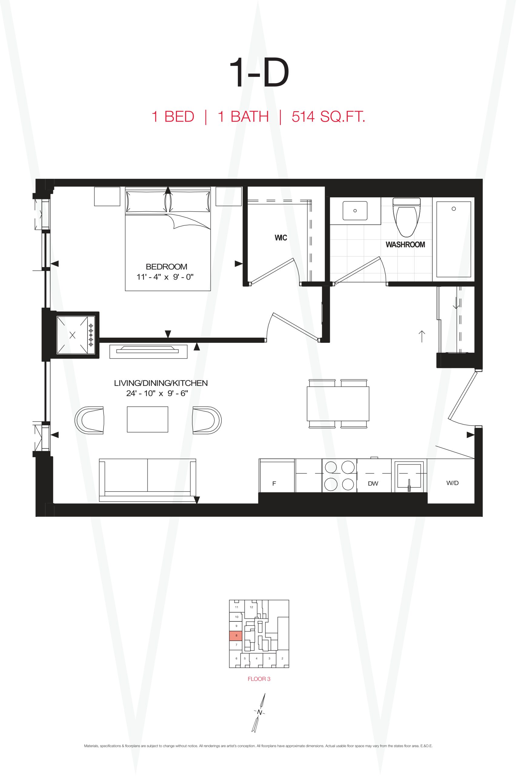 1-D floor plan