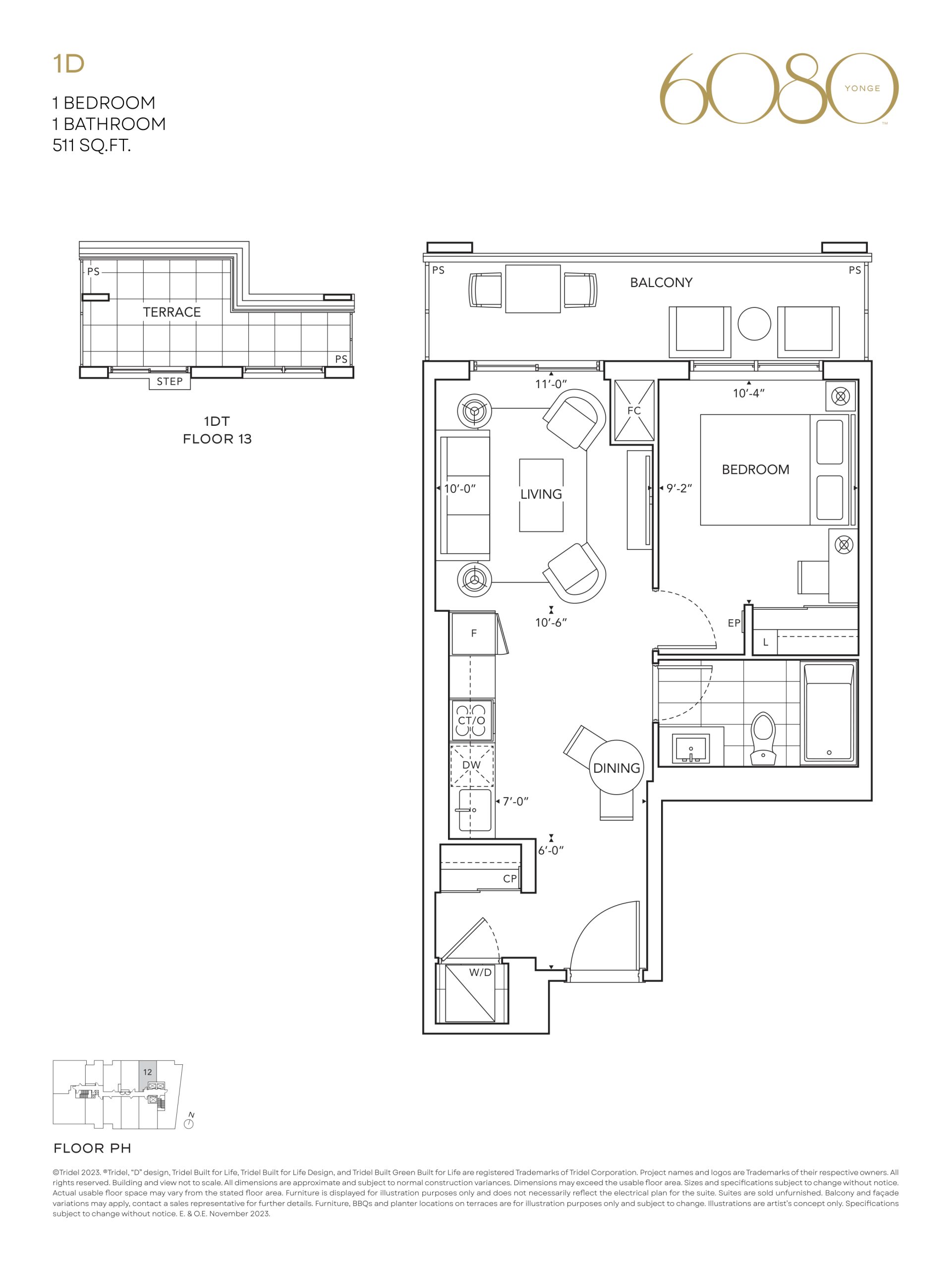 1D floor plan