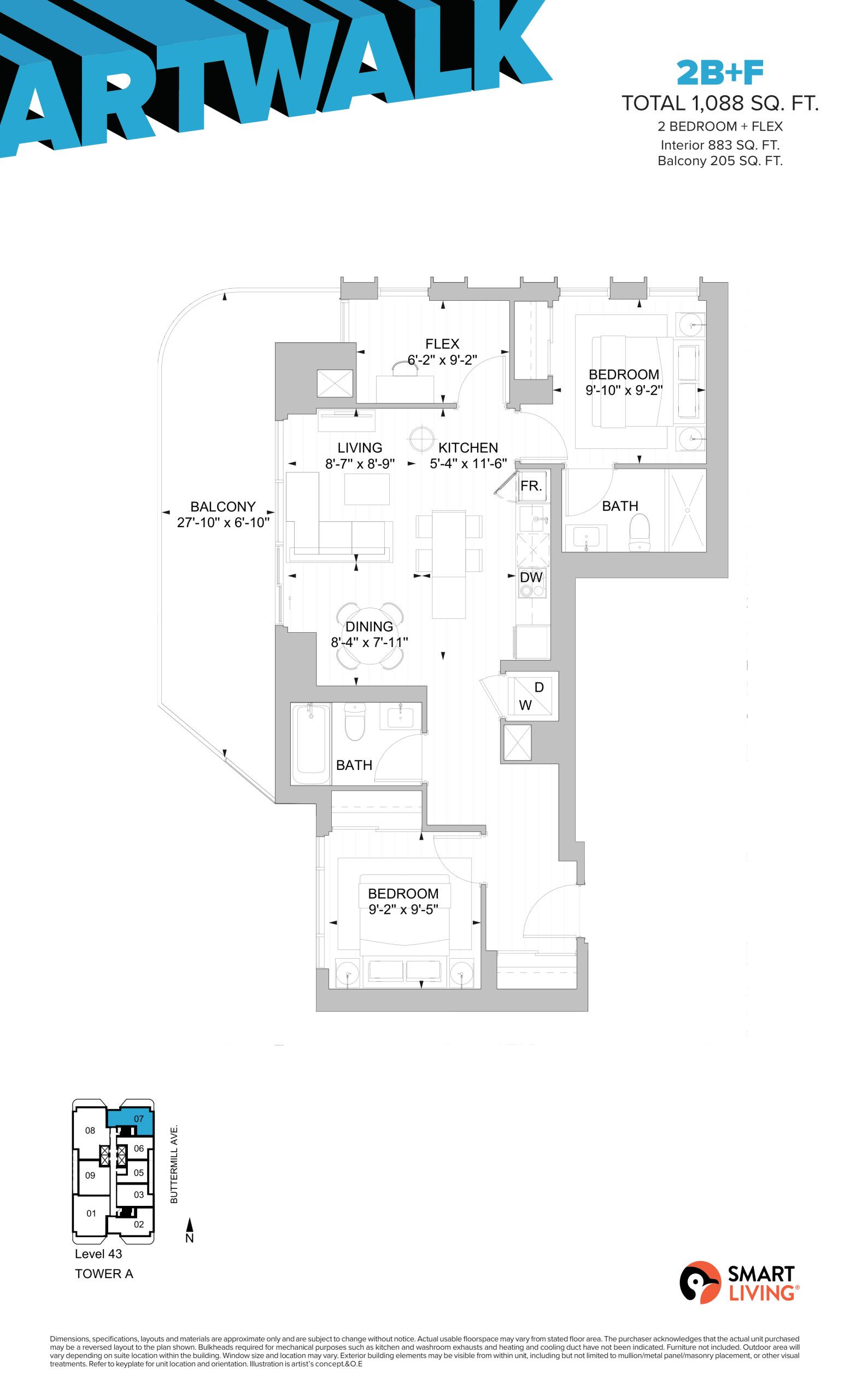 2B+F (Penthouse) floor plan
