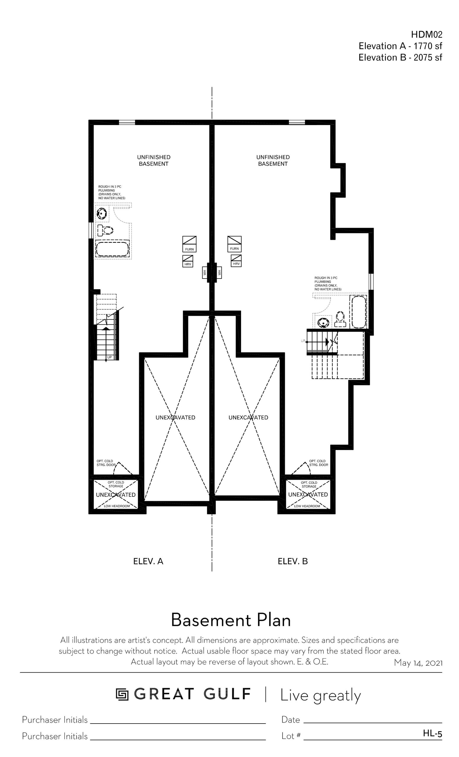 HDM02 - Elev. A/B (Basement) floor plan