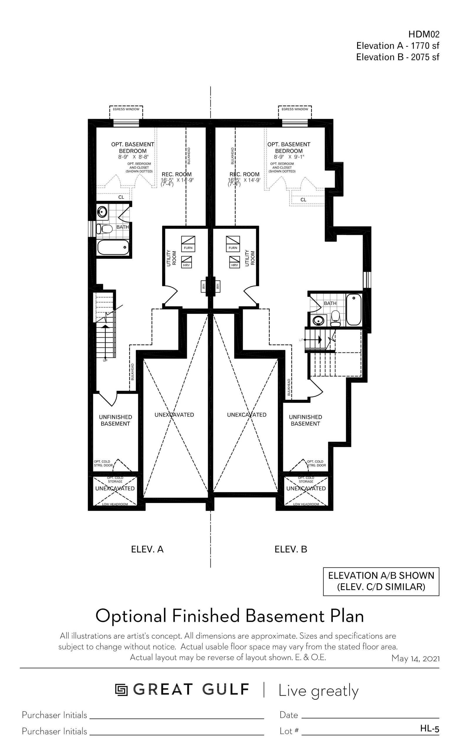 HDM02 - Elev. A/B (Optional Finished Basement) floor plan