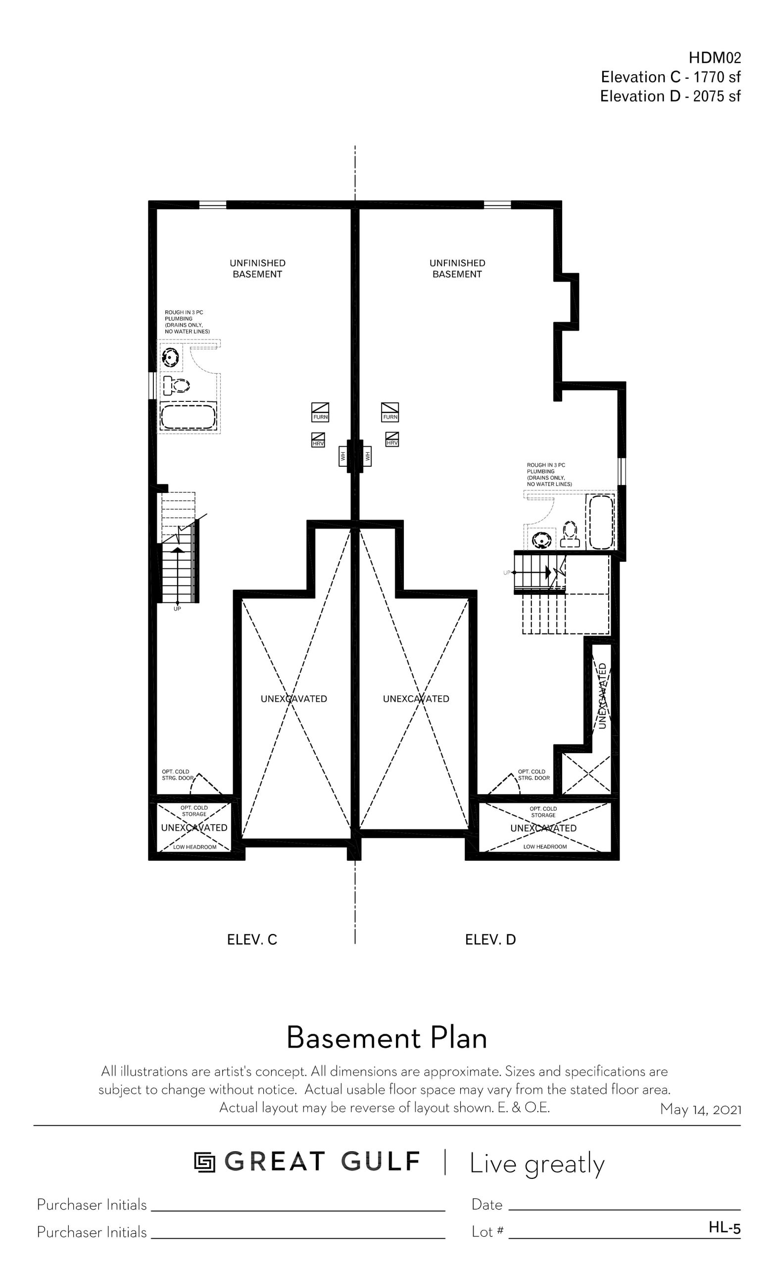 HDM02 - Elev. C/D (Basement) floor plan