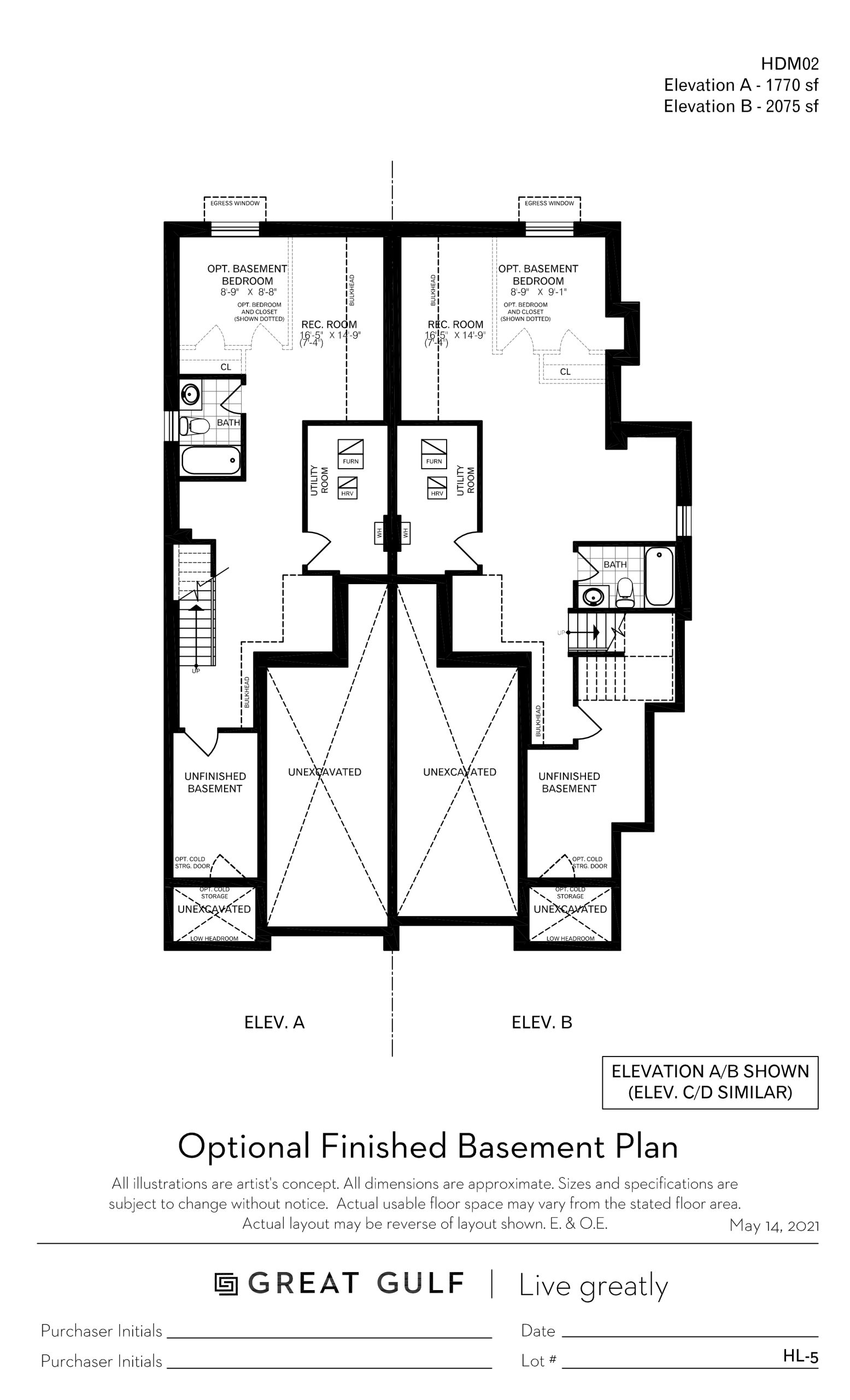 HDM02 - Elev. A/B (Optional Basement) floor plan