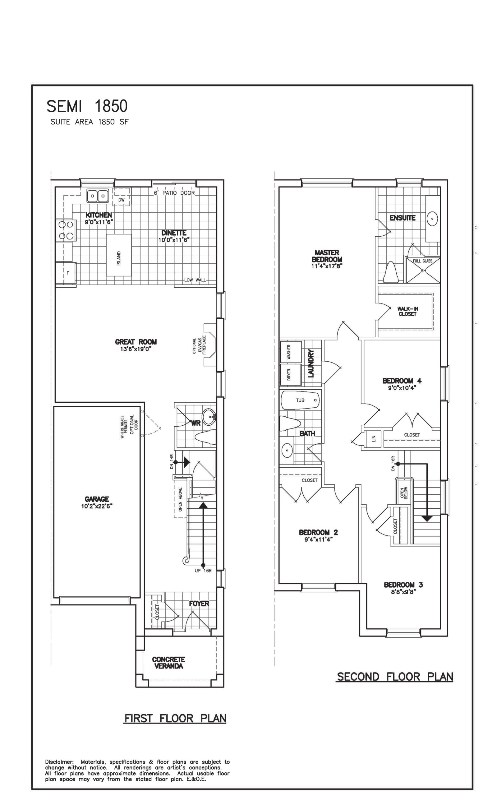 Semi 1850 (1st / 2nd floor) floor plan