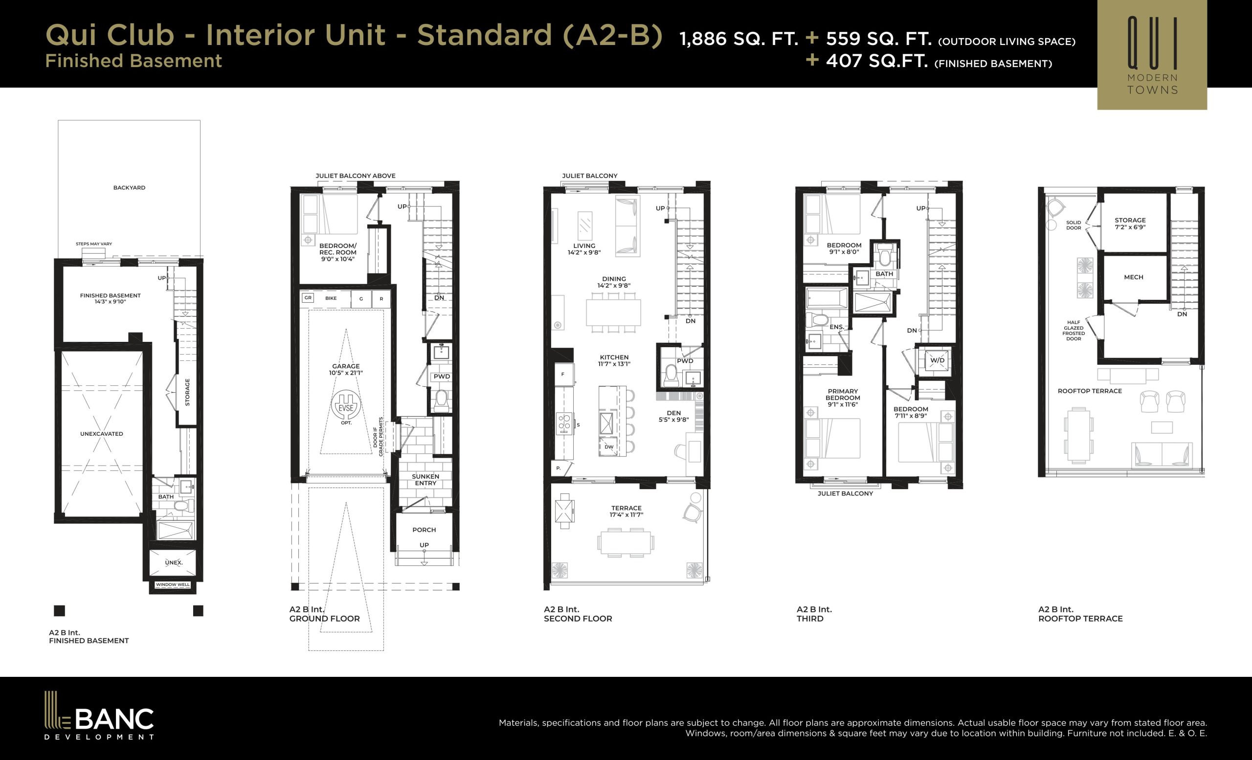 Qui Club - Interior Unit - Standard A2-B (Finished Basement) plan preview