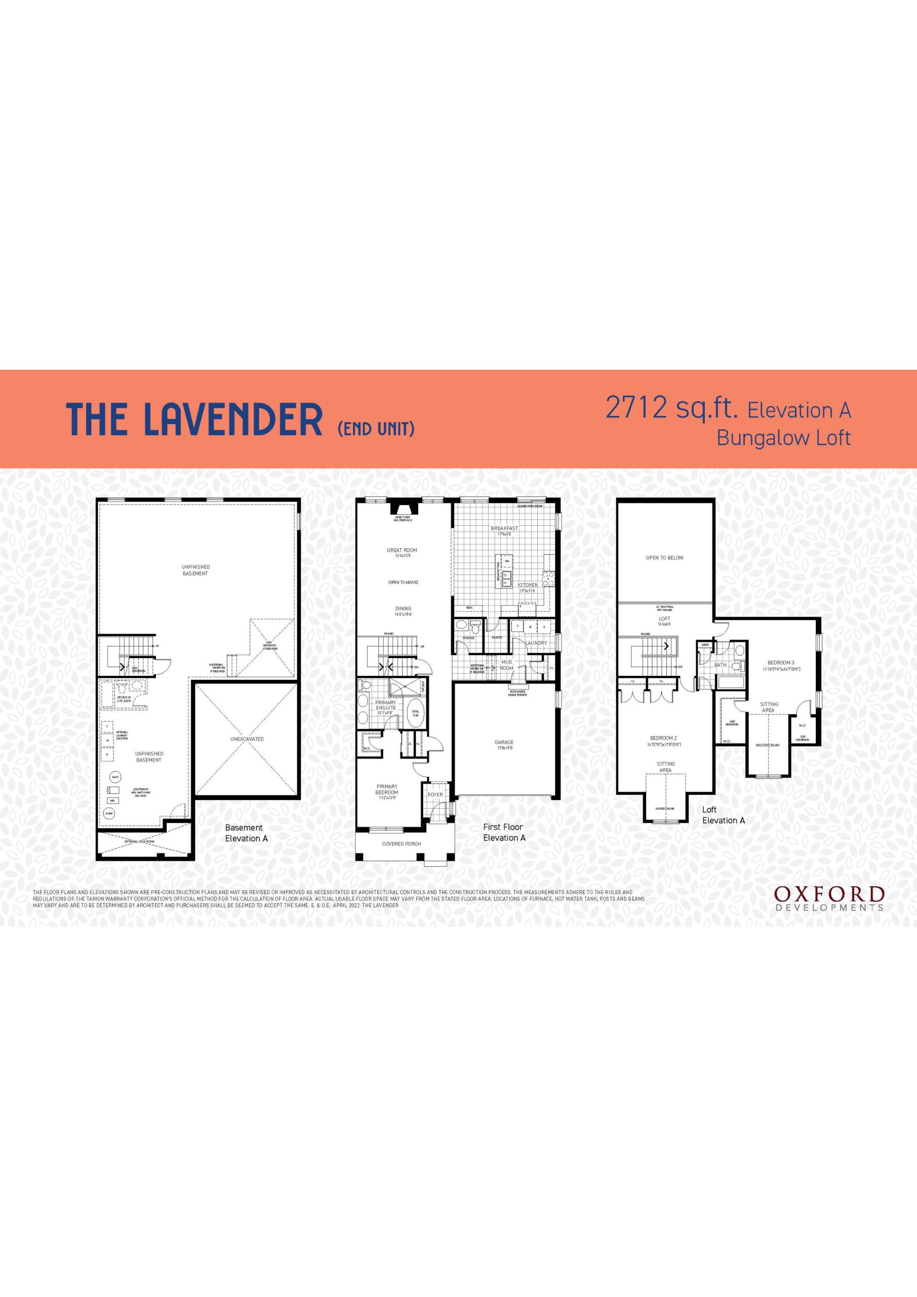 The Lavender (End Unit) floor plan