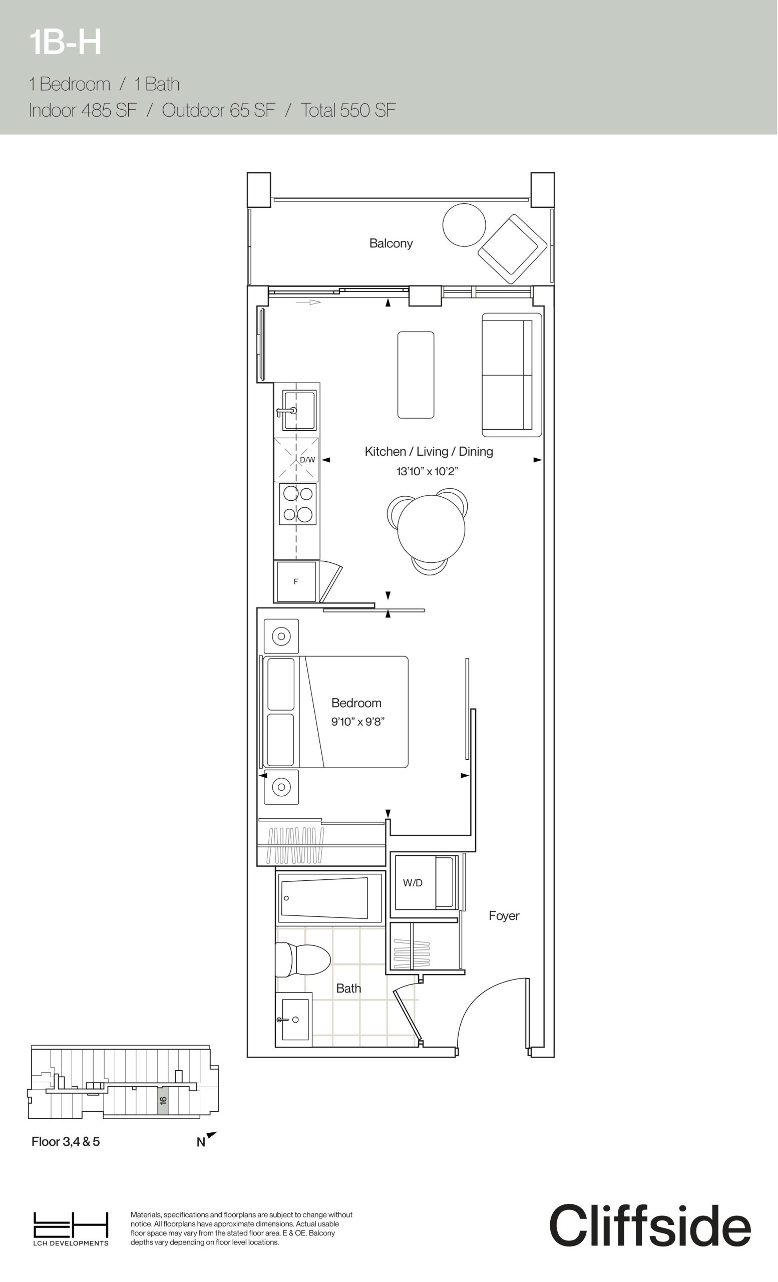 1B-H floor plan