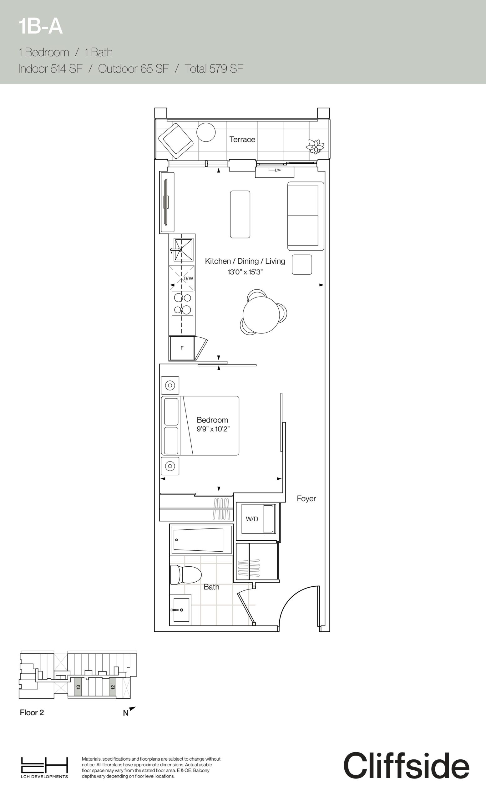 1B-A floor plan