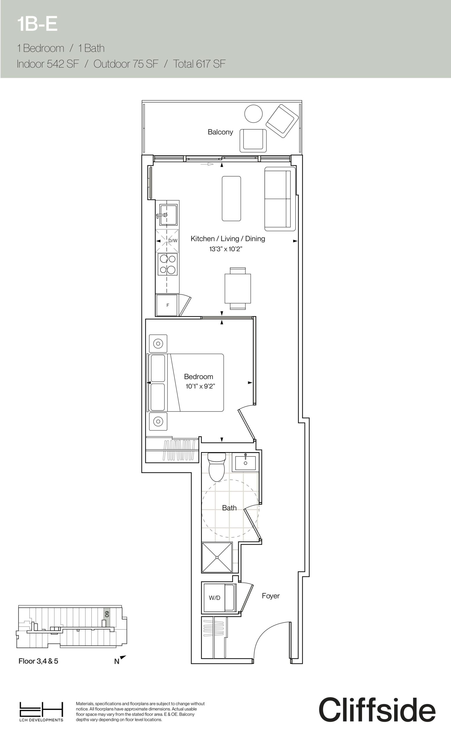 1B-E floor plan