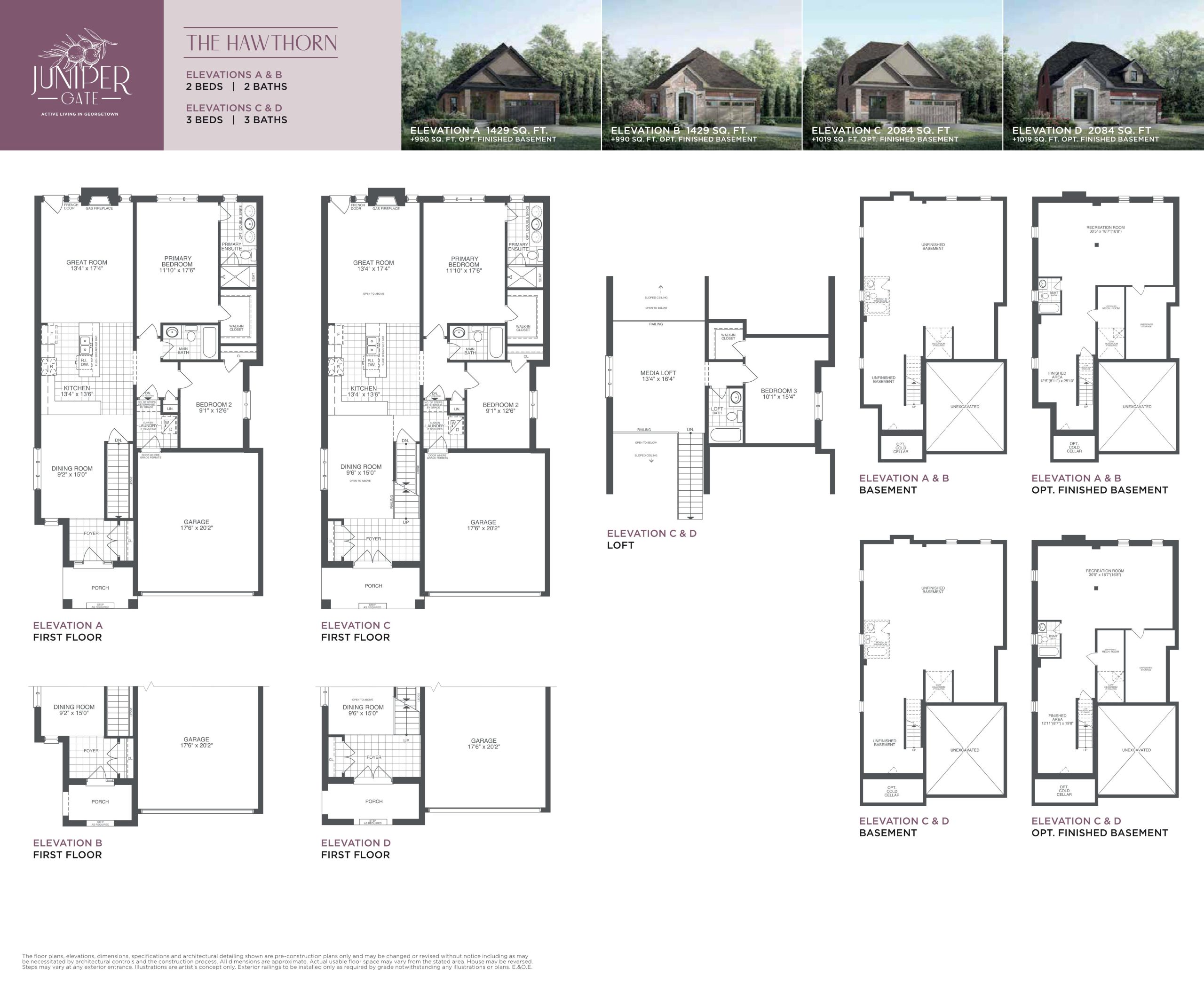 The Hawthorn Elevations A & B (The Bungalow Collection) floor plan