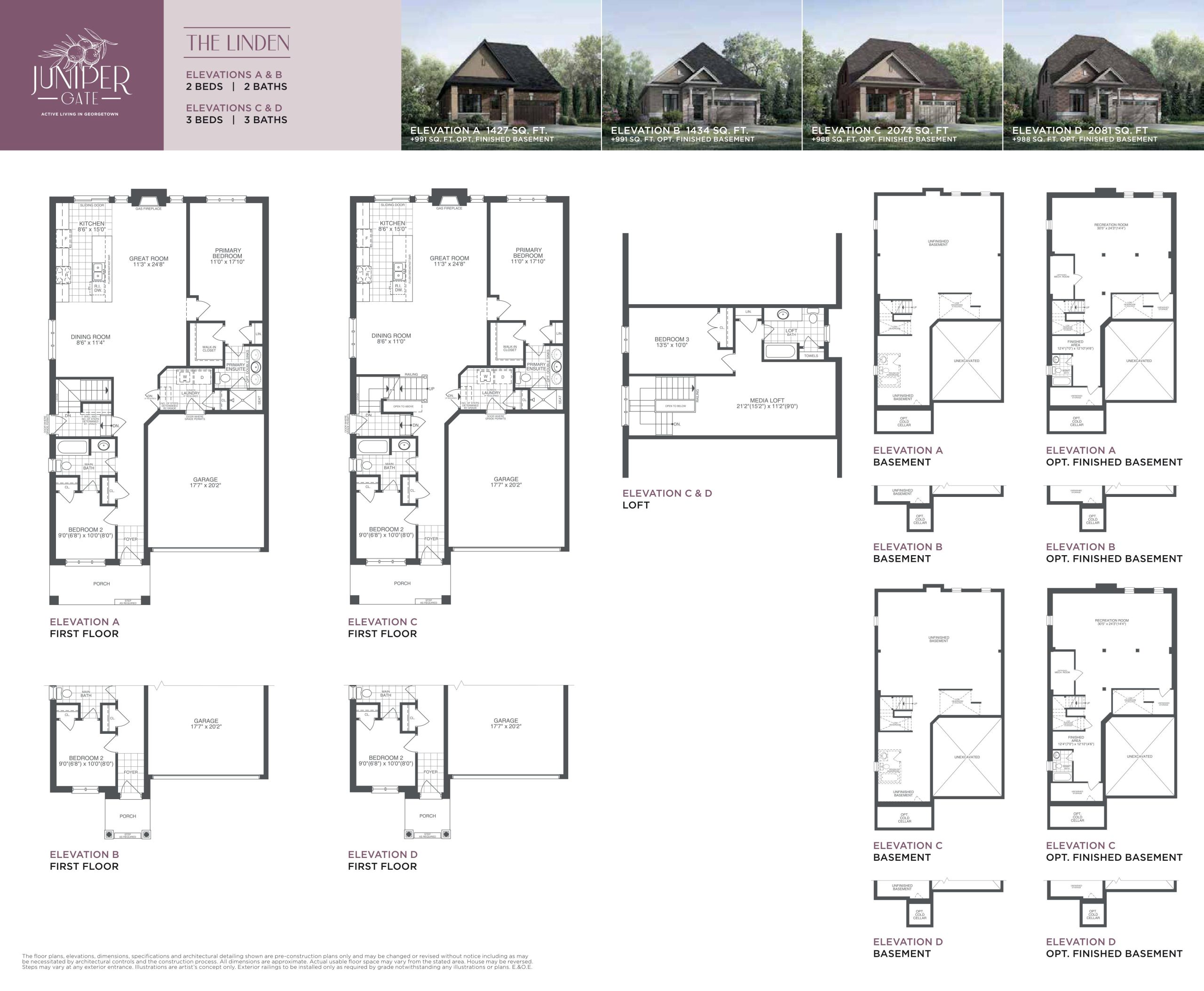 The Linden Elevations A & B (The Bungalow Collection) floor plan
