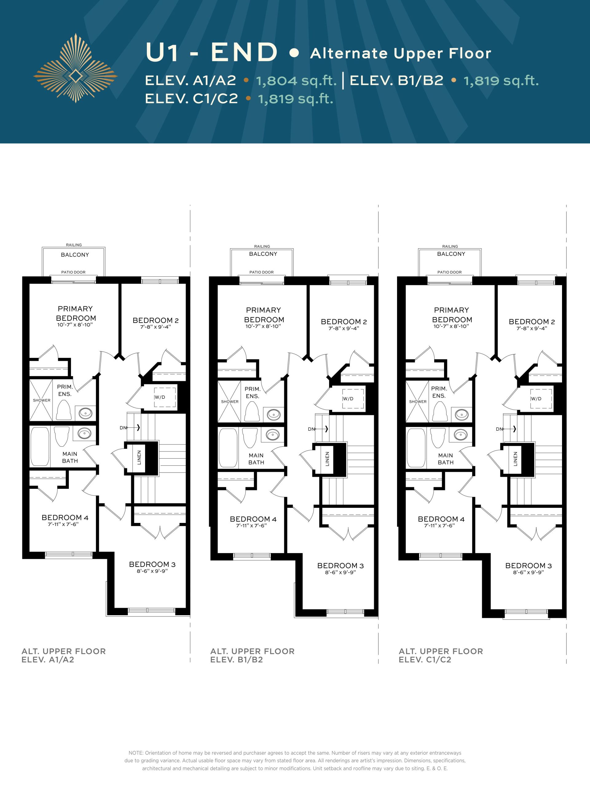 U1 - End (Elev. A) floor plan