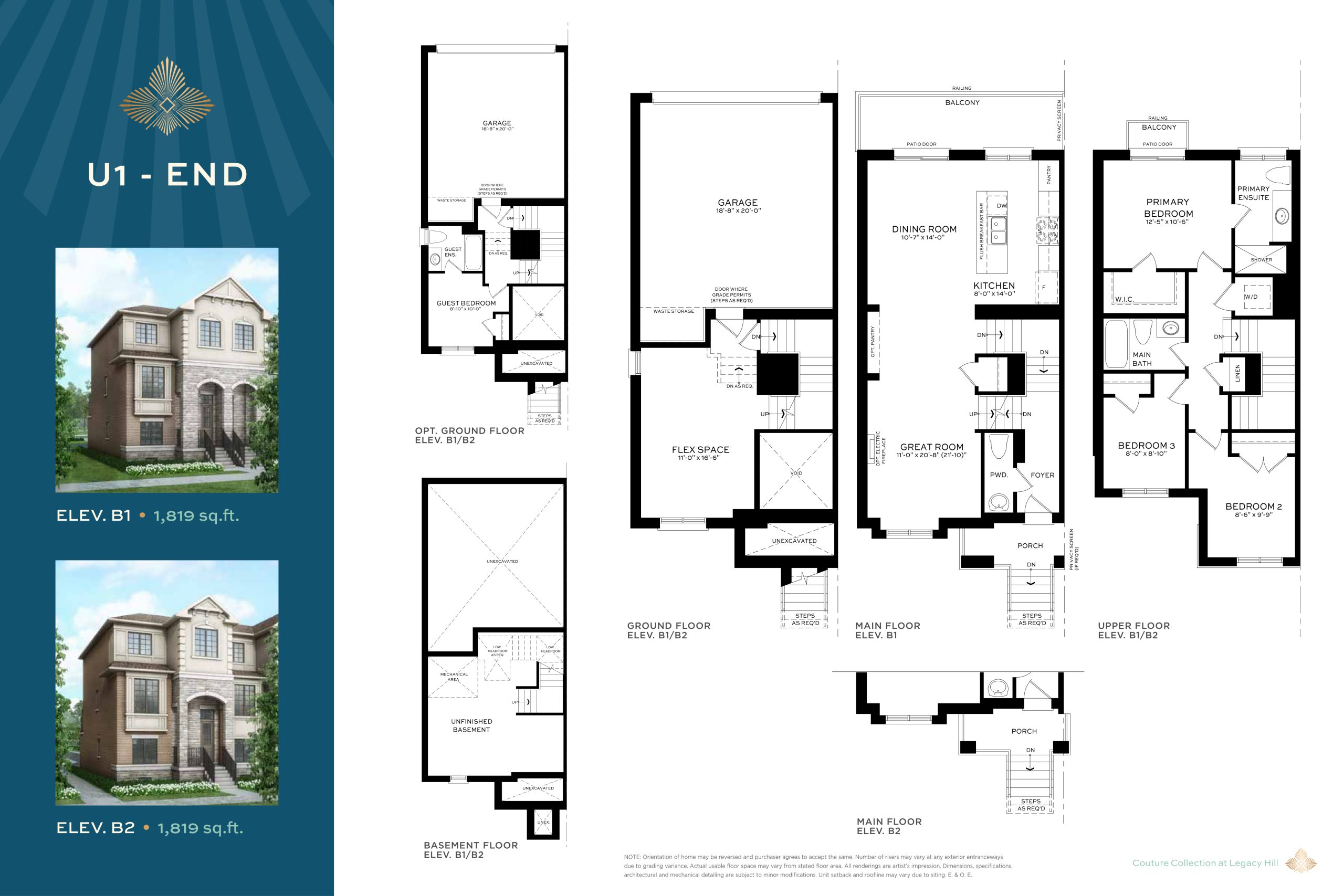 U1 - End (Elev. B) floor plan