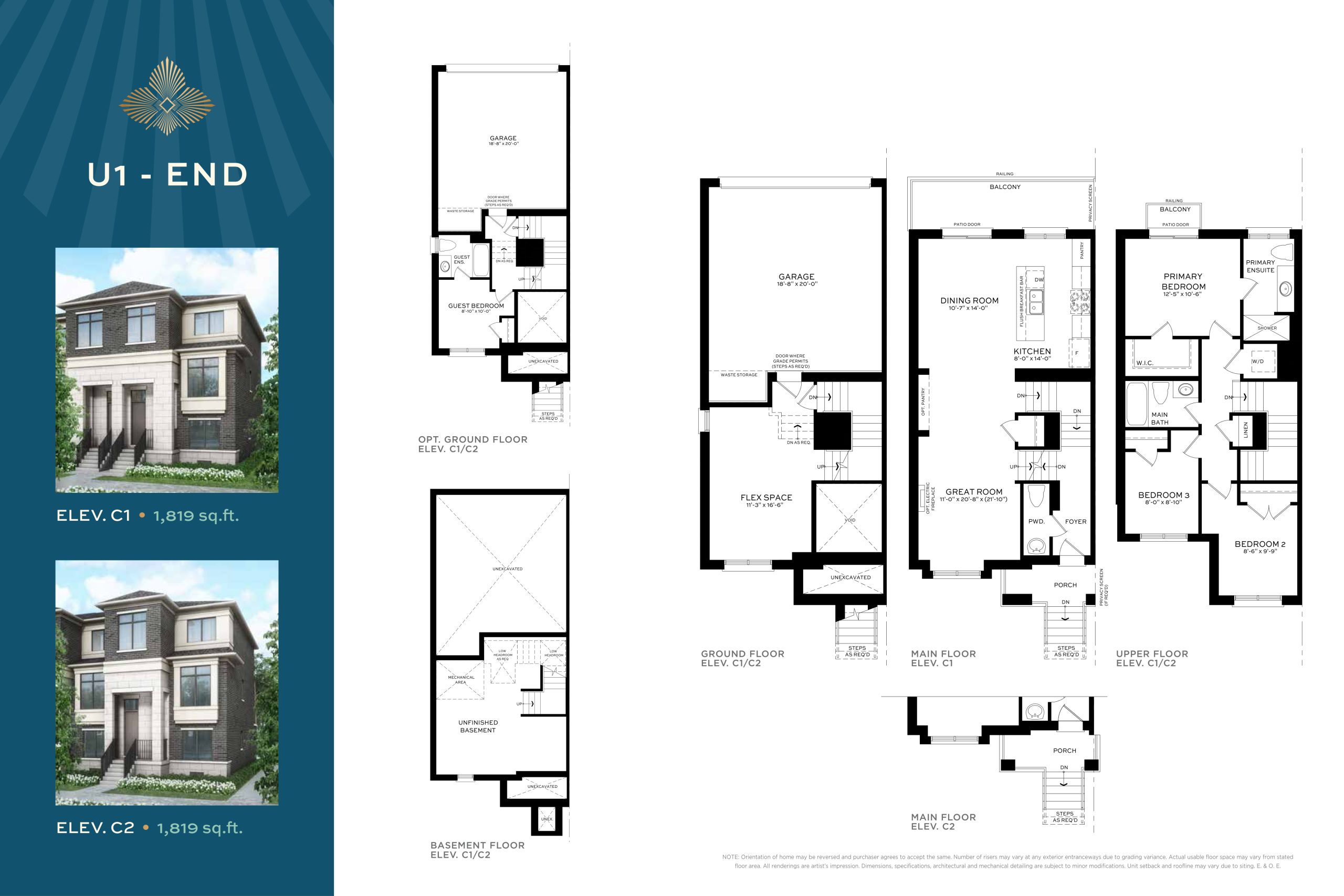 U1 - End (Elev. C) floor plan