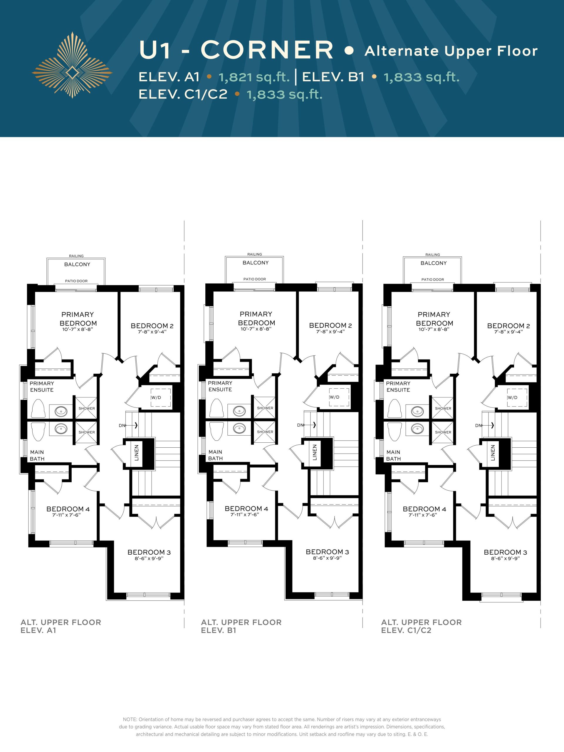 U1 - Corner (Elev. A/B) floor plan