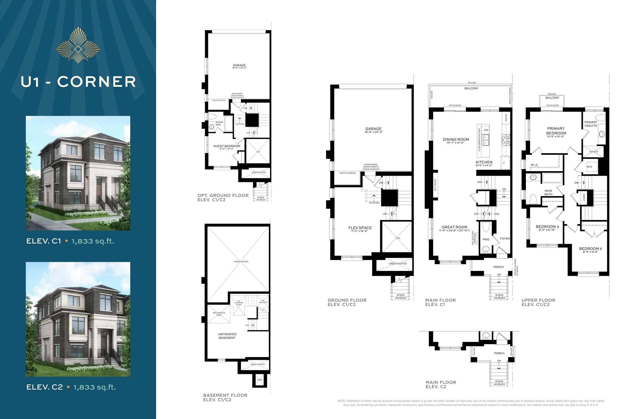 U1 - Corner (Elev. C) floor plan