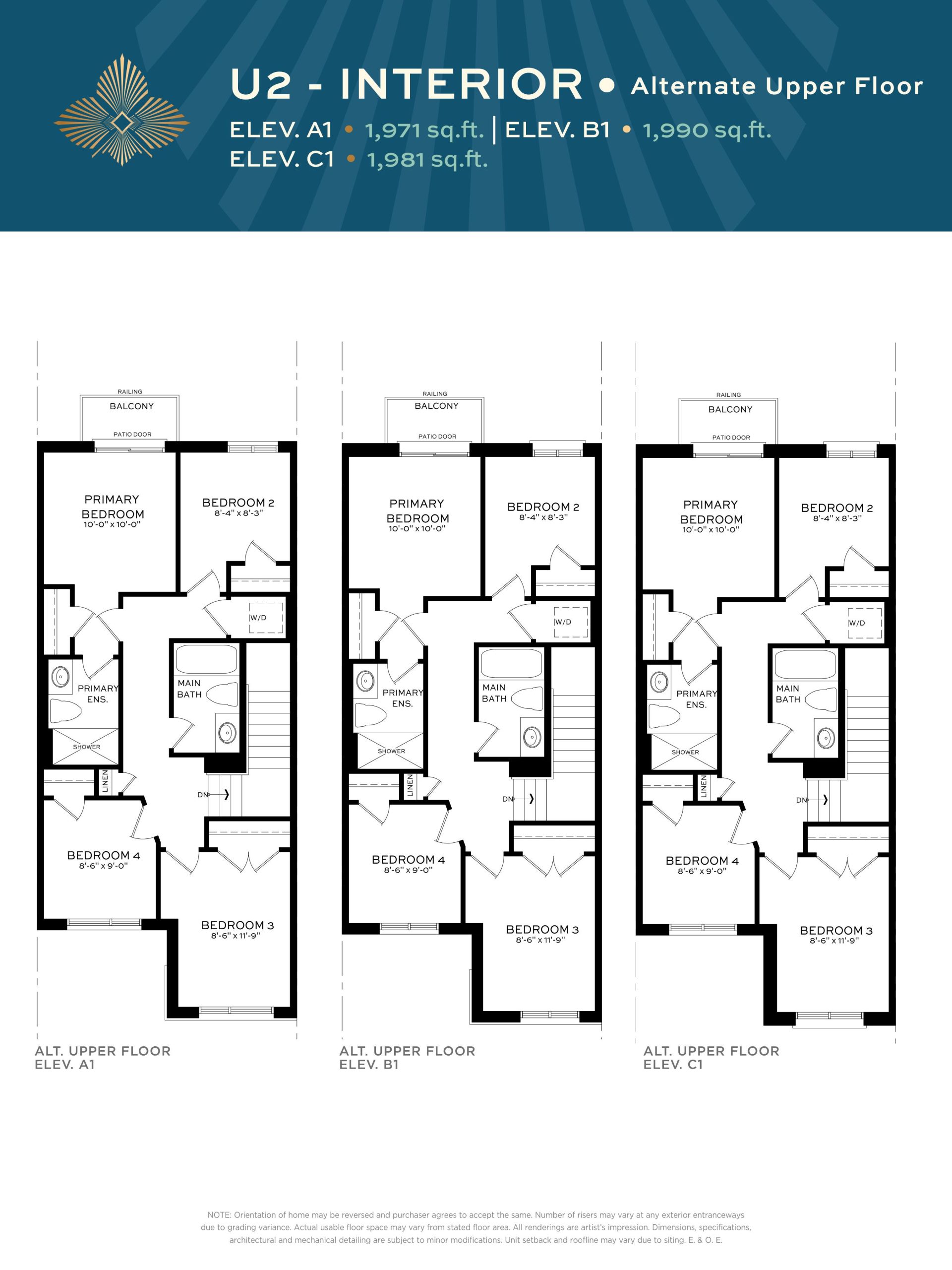 U2 - Interior (Elev. A/B/C) floor plan