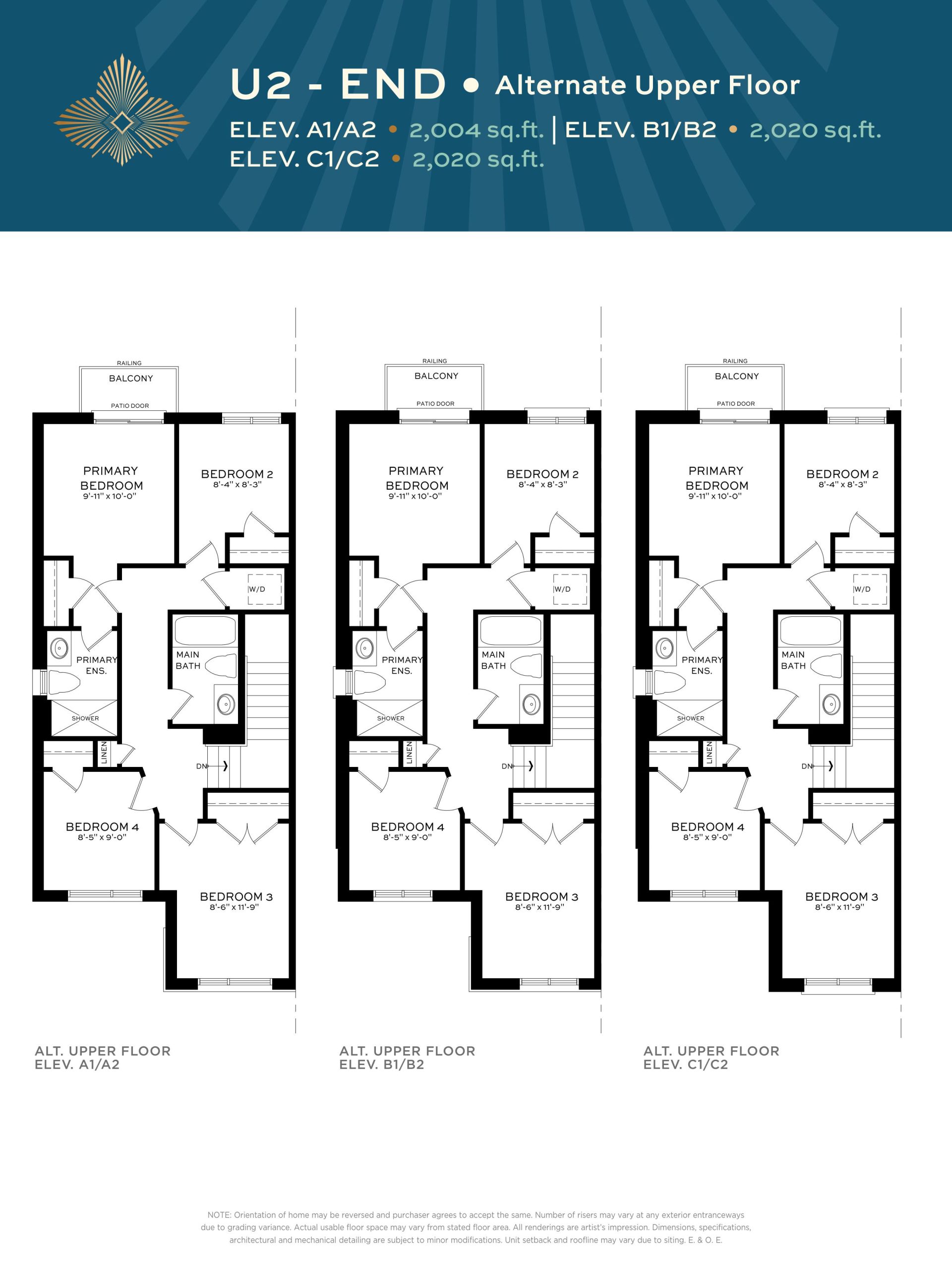 U2 - End (Elev. A) floor plan