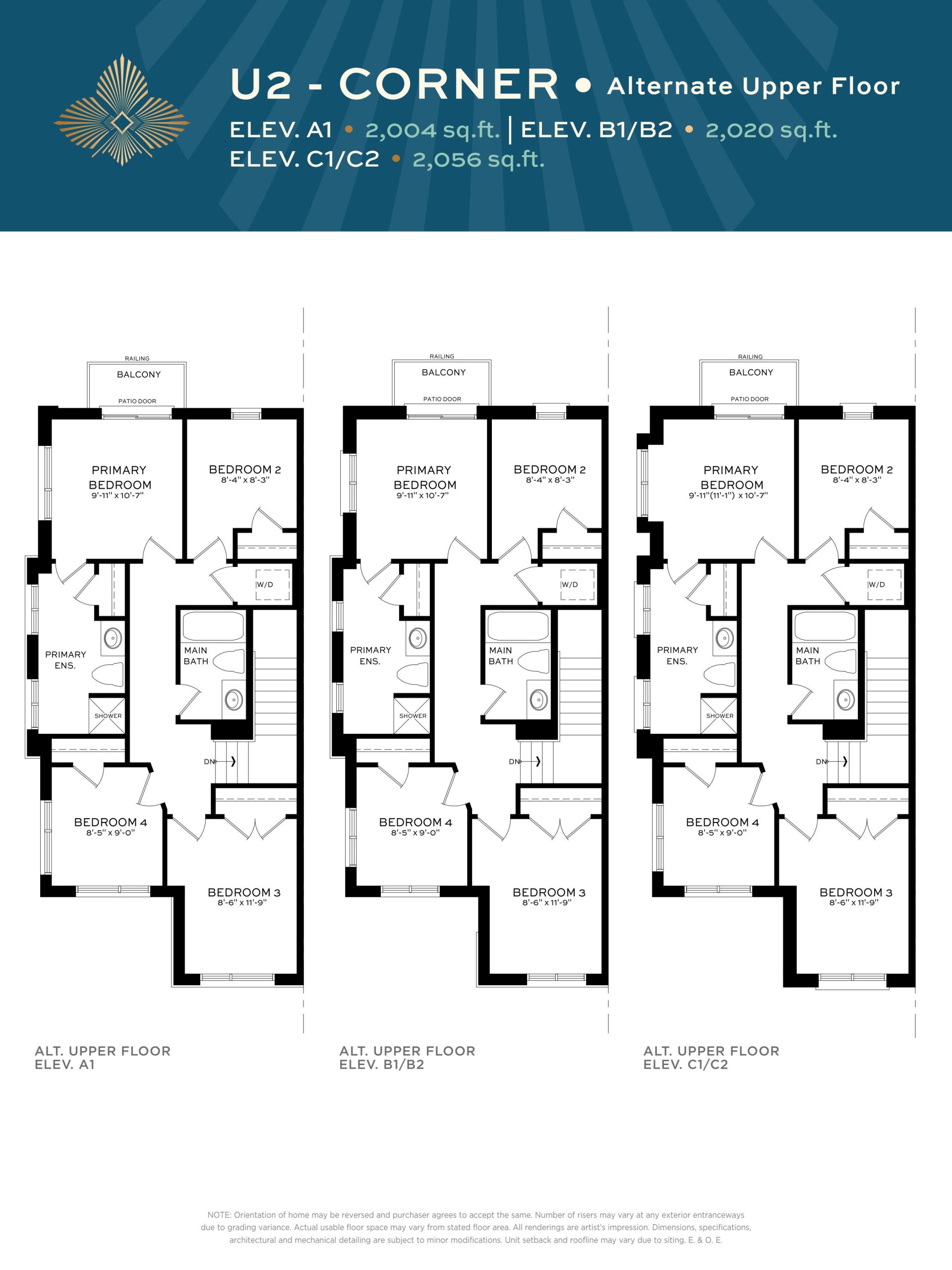 U2 - Corner (Elev. A) floor plan