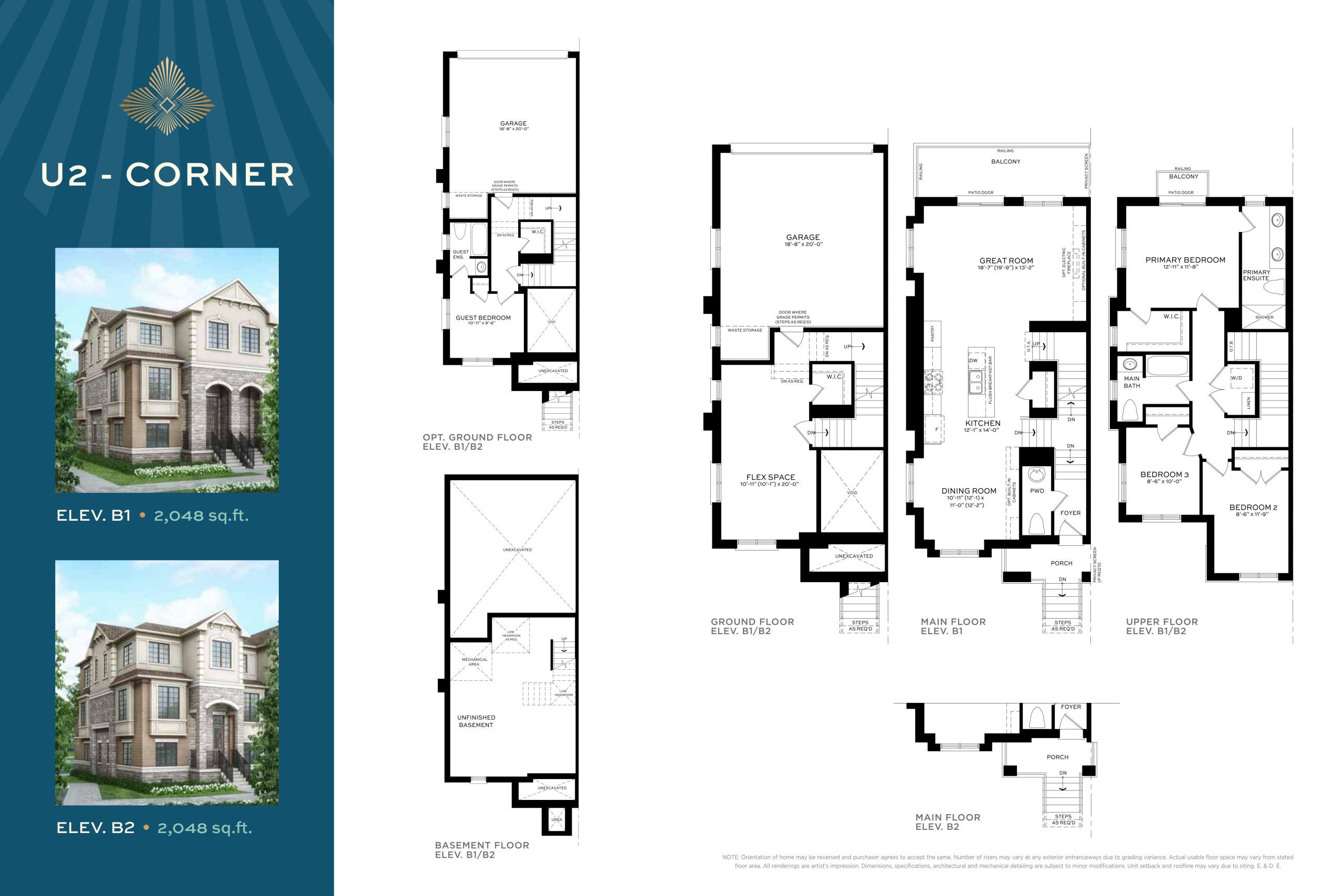 U2 - Corner (Elev. B) floor plan