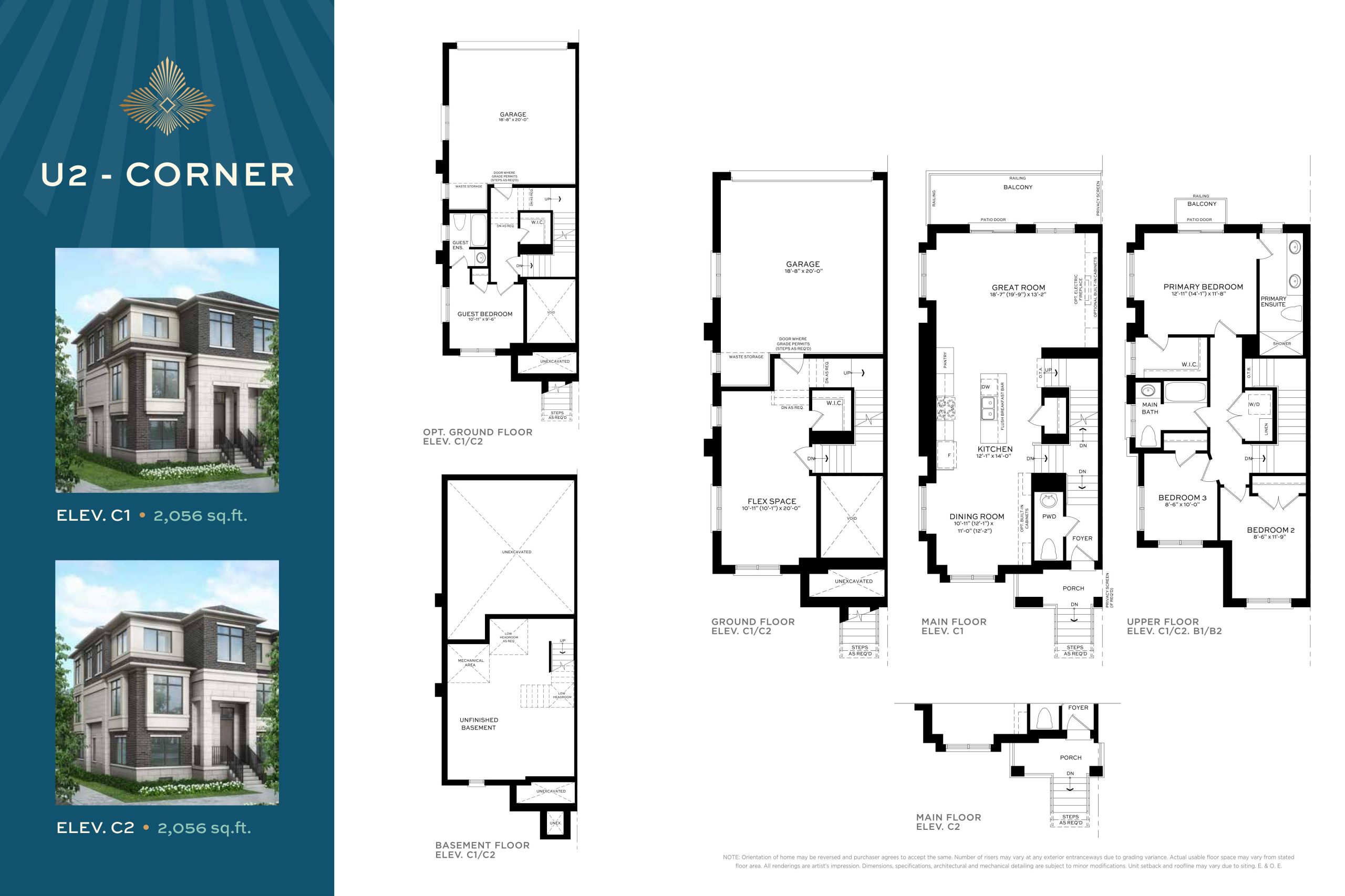 U2 - Corner (Elev. C) floor plan