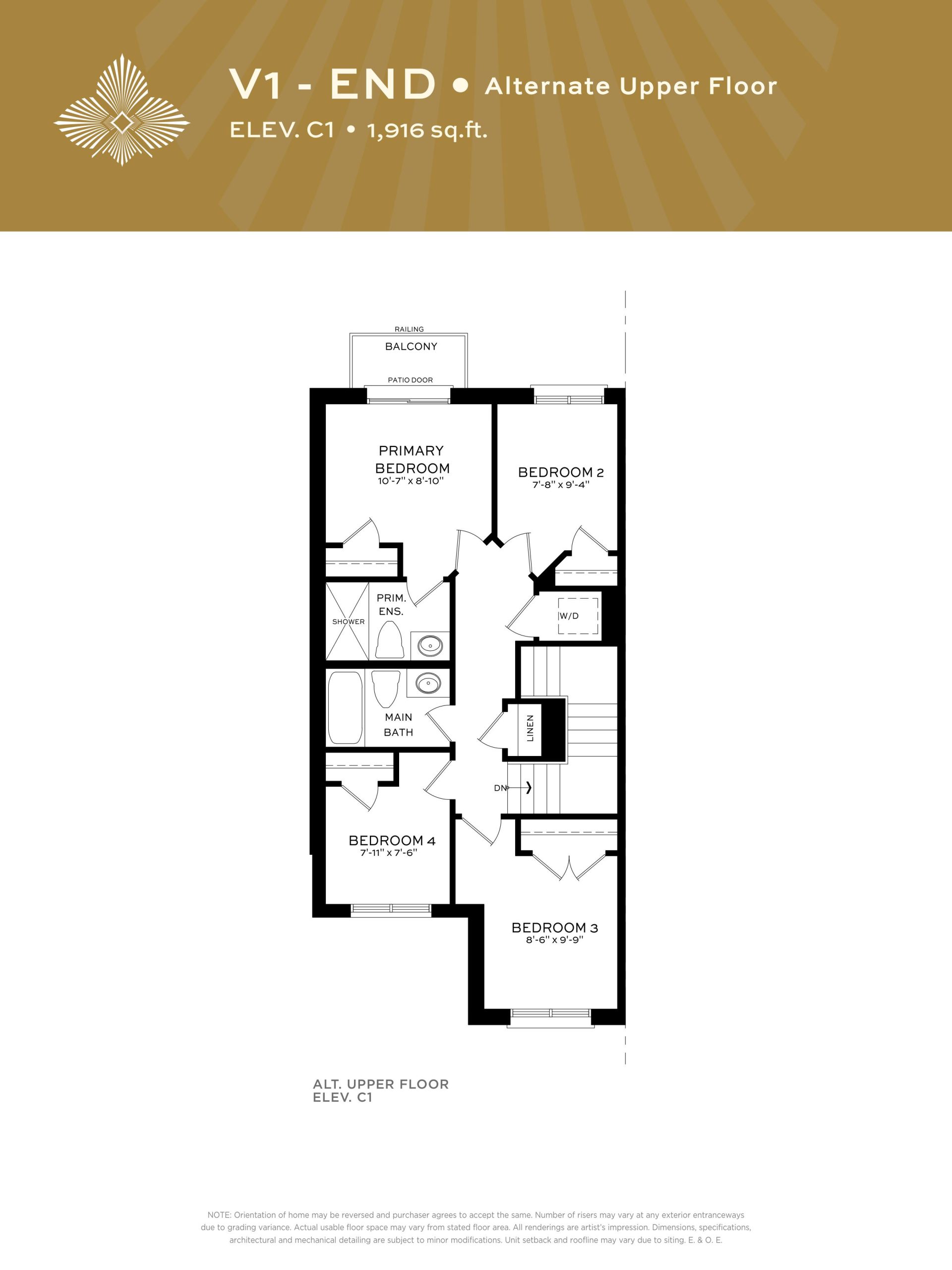 V1 - End (Elev. C) floor plan