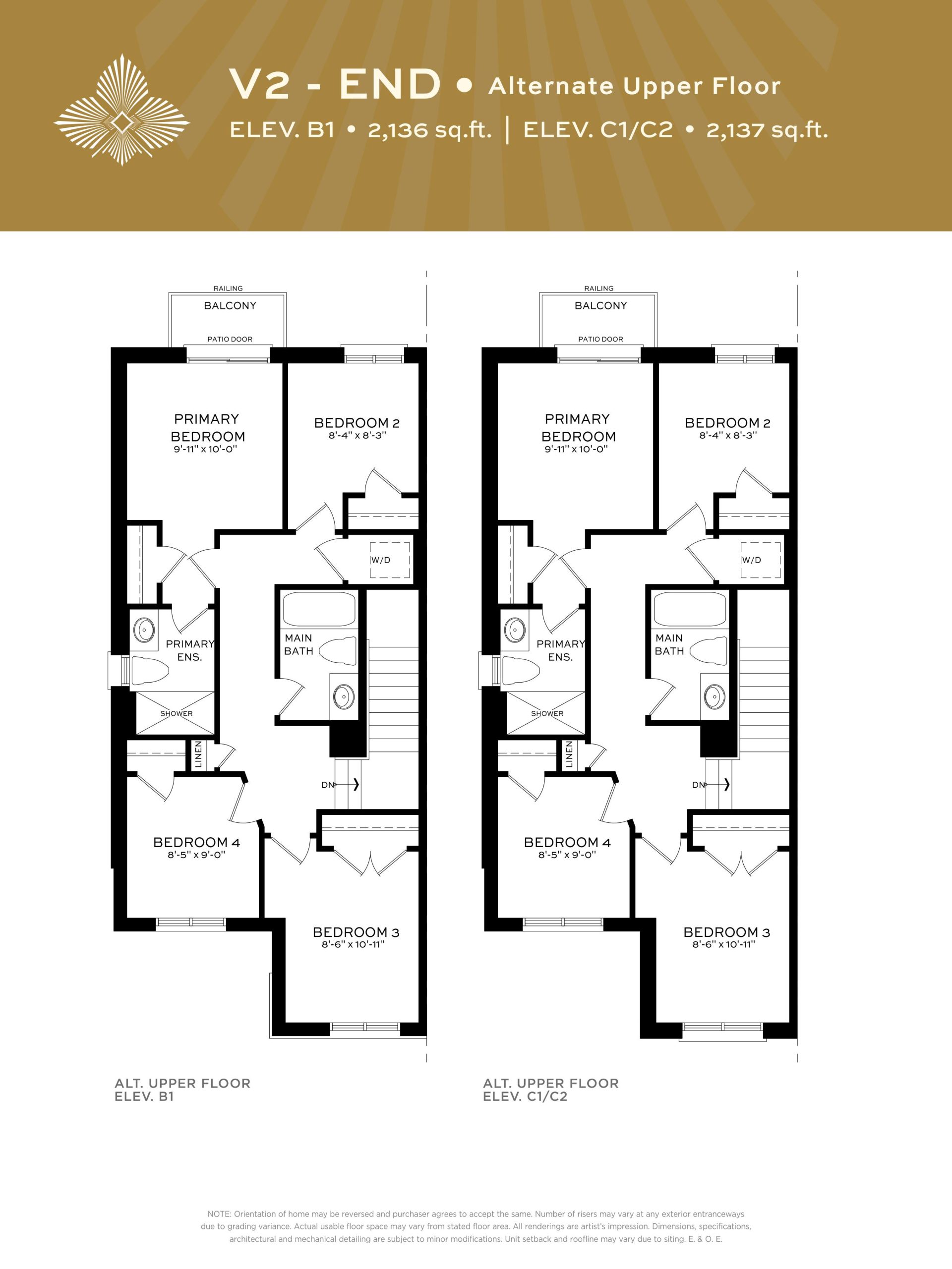 V2 - End (Elev. B/C) floor plan