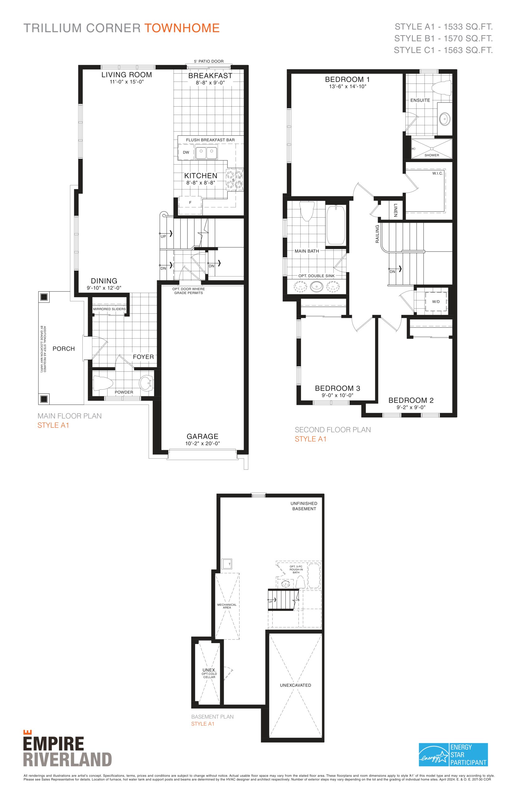 Trillium Corner (20' Towns) floor plan