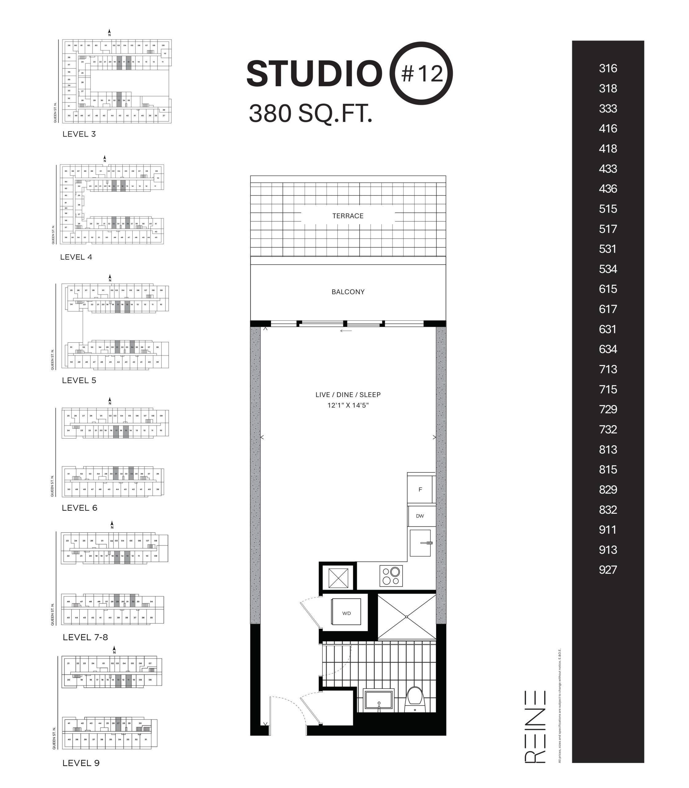 Studio #12 floor plan